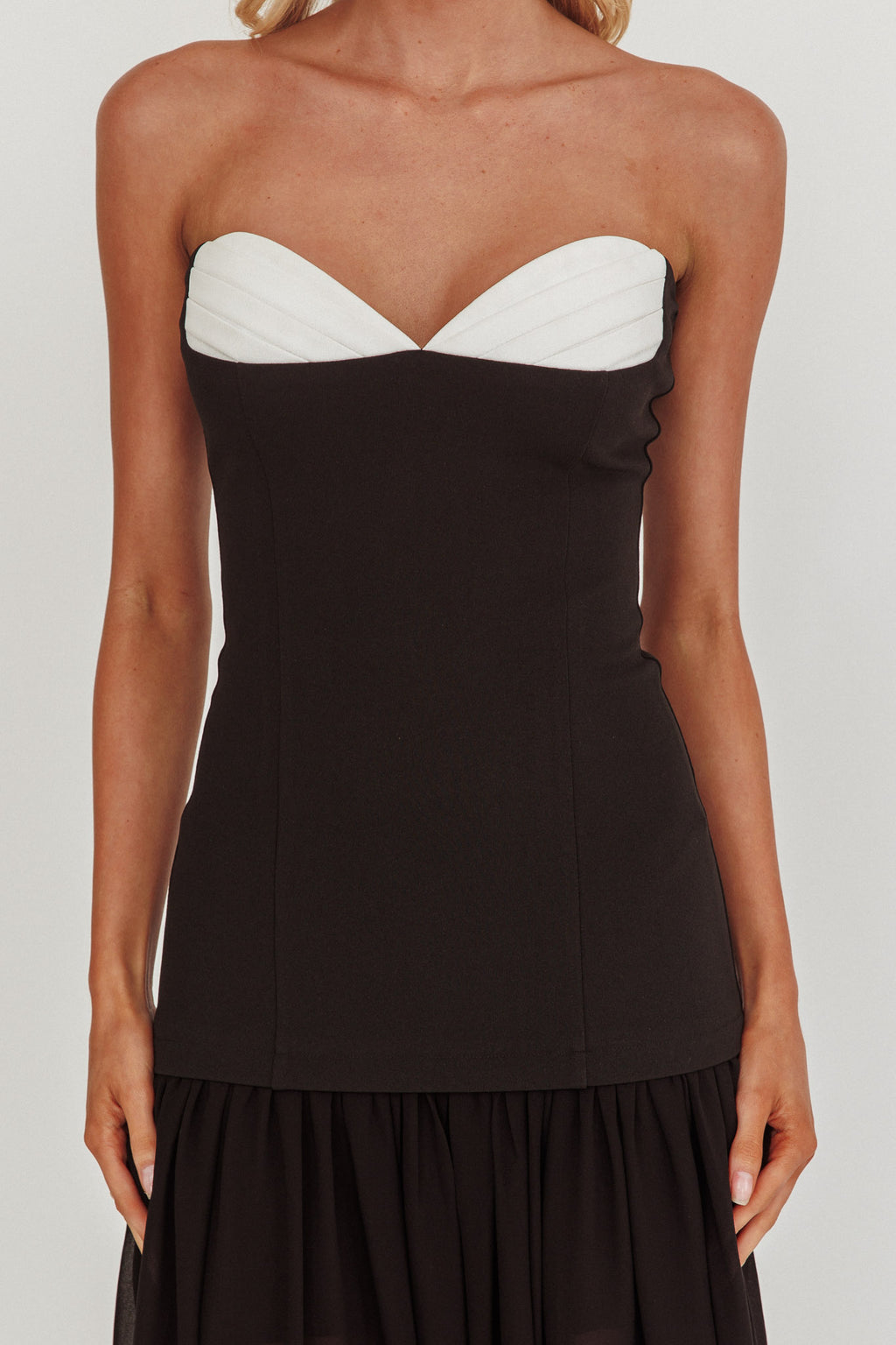 Unspoken Sweetheart Neckline Sheer Hem Maxi Dress Black by Selfie Leslie Australia