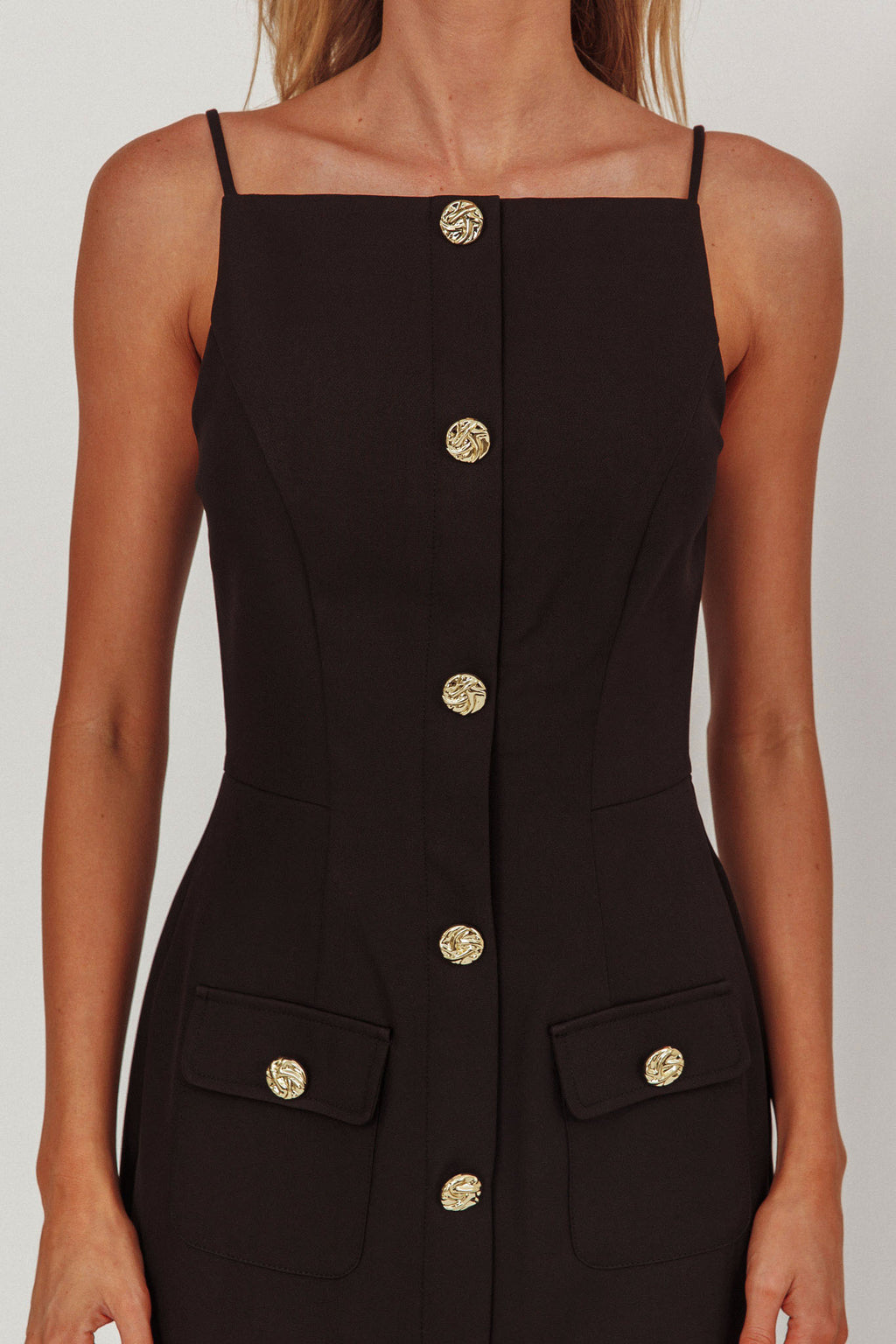 Harlin Button Decoration Maxi Dress Black by Selfie Leslie Australia