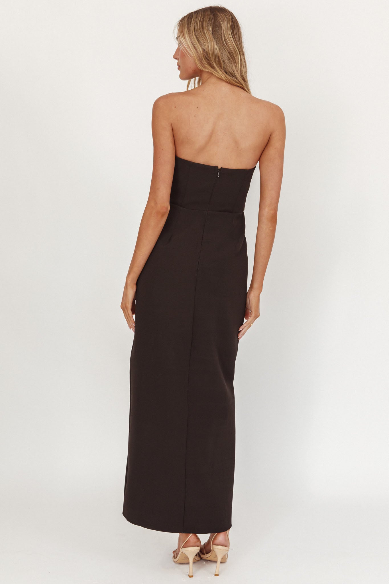 Samanntha Strapless Bow Detail Midi Dress Black by Selfie Leslie Australia