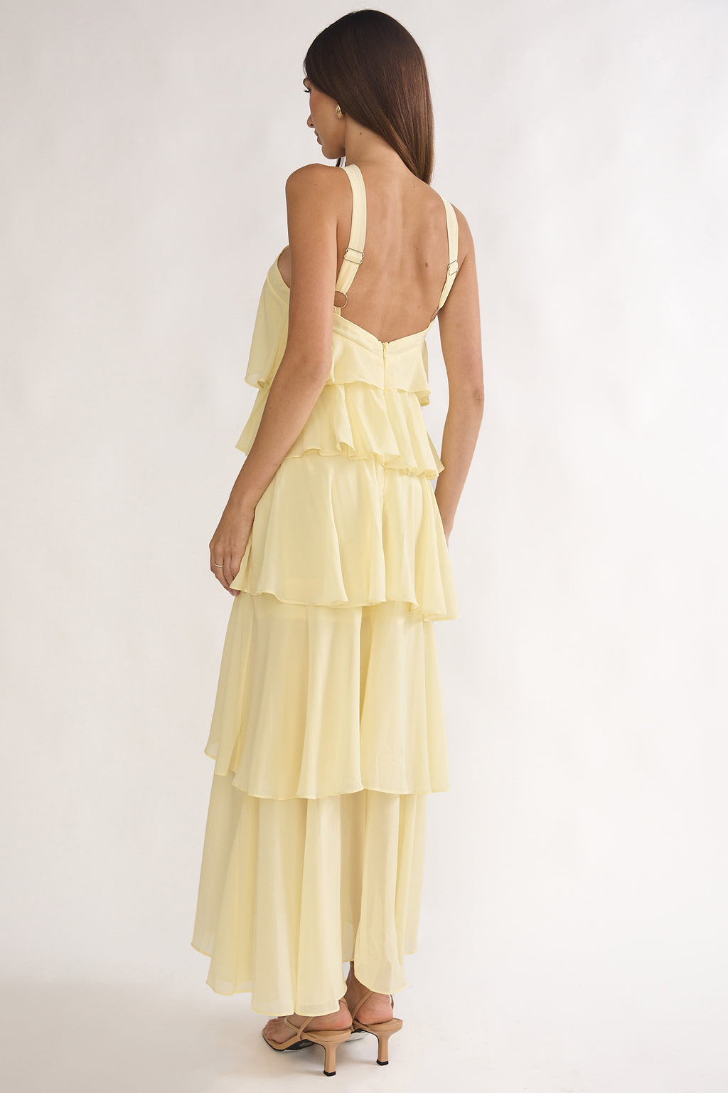 Darylyn Tiered Ruffle Rosette Maxi Dress Yellow by Selfie Leslie Australia