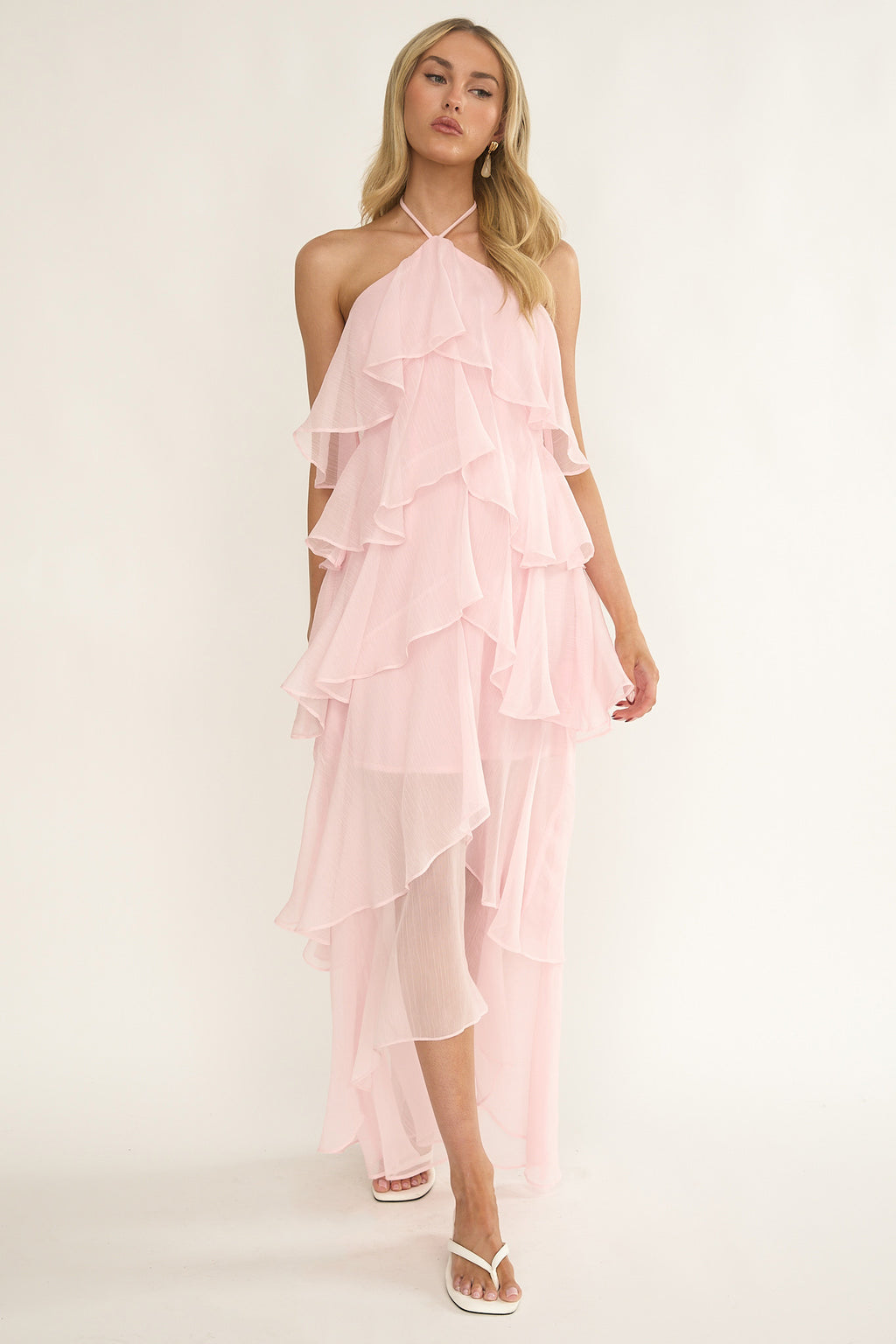 Darylyn Tiered Ruffle Maxi Dress Pink by Selfie Leslie Australia