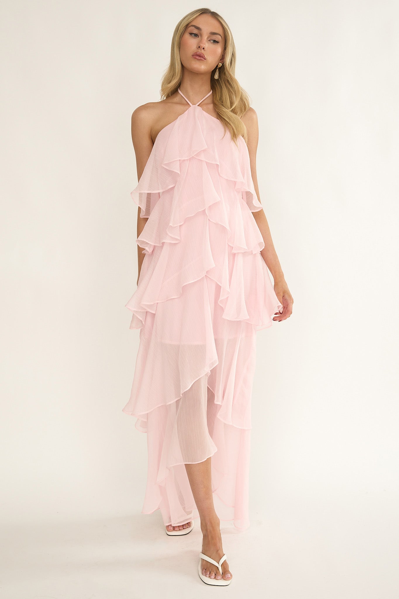 Darylyn Tiered Ruffle Maxi Dress Pink by Selfie Leslie Australia