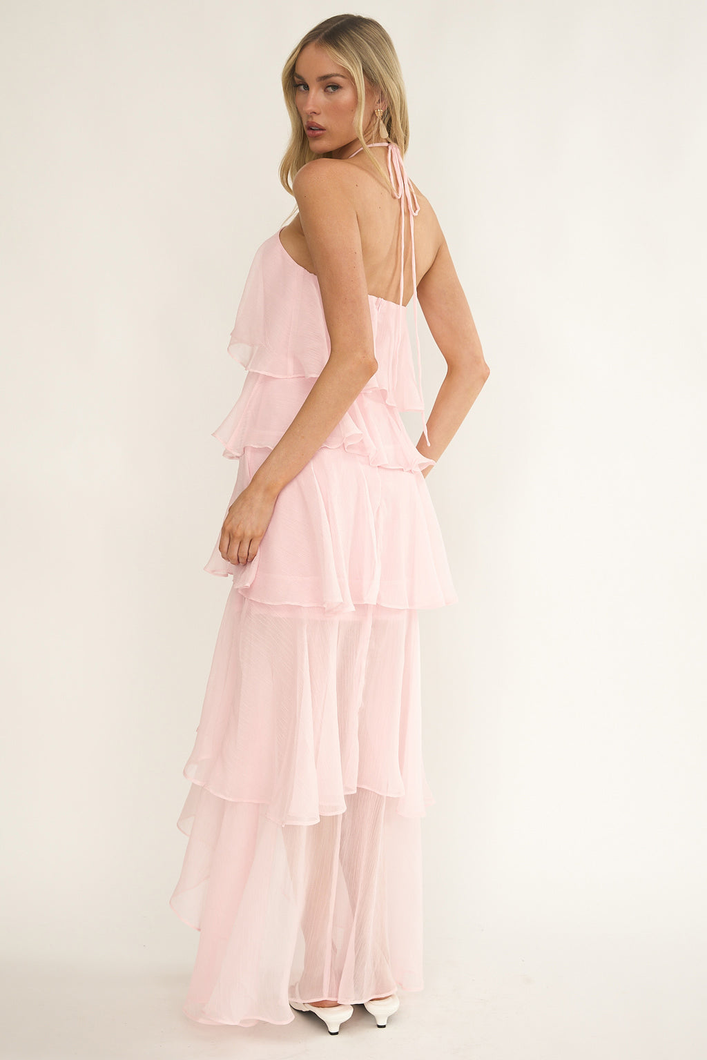 Darylyn Tiered Ruffle Maxi Dress Pink by Selfie Leslie Australia