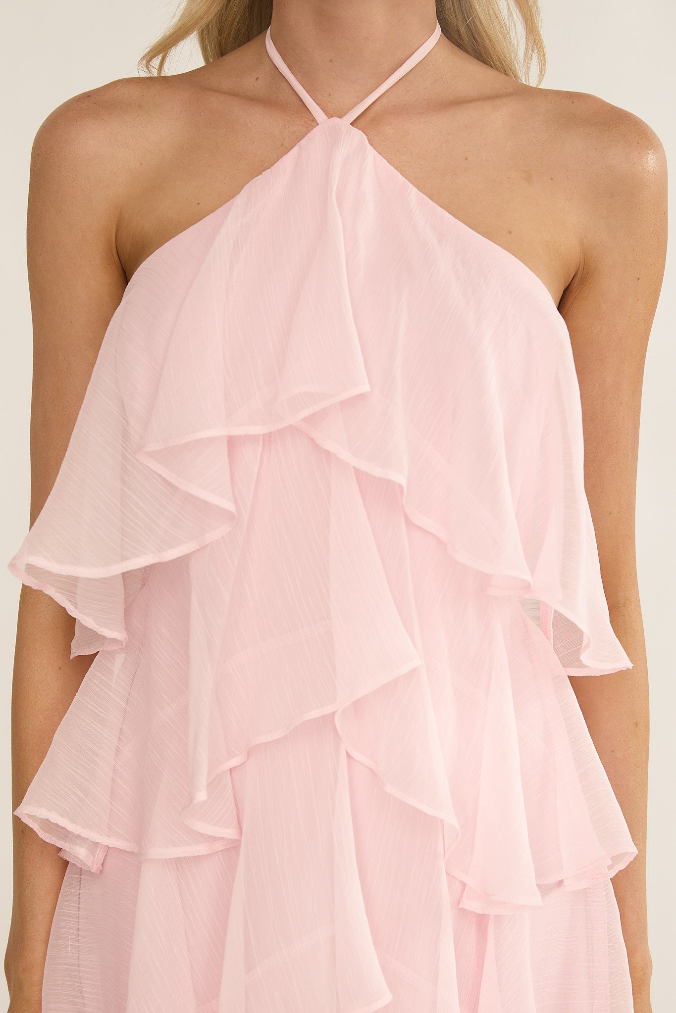 Darylyn Tiered Ruffle Maxi Dress Pink by Selfie Leslie Australia