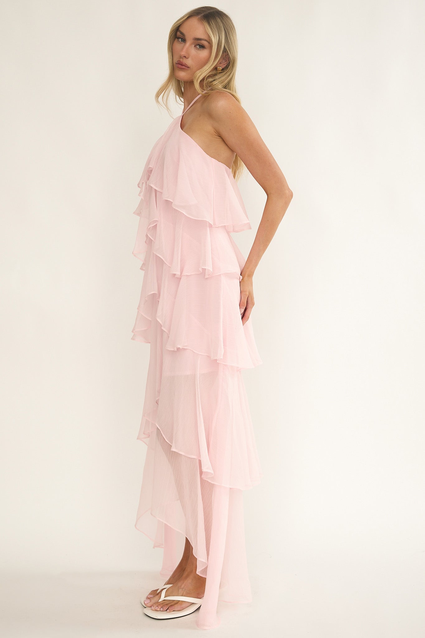 Darylyn Tiered Ruffle Maxi Dress Pink by Selfie Leslie Australia