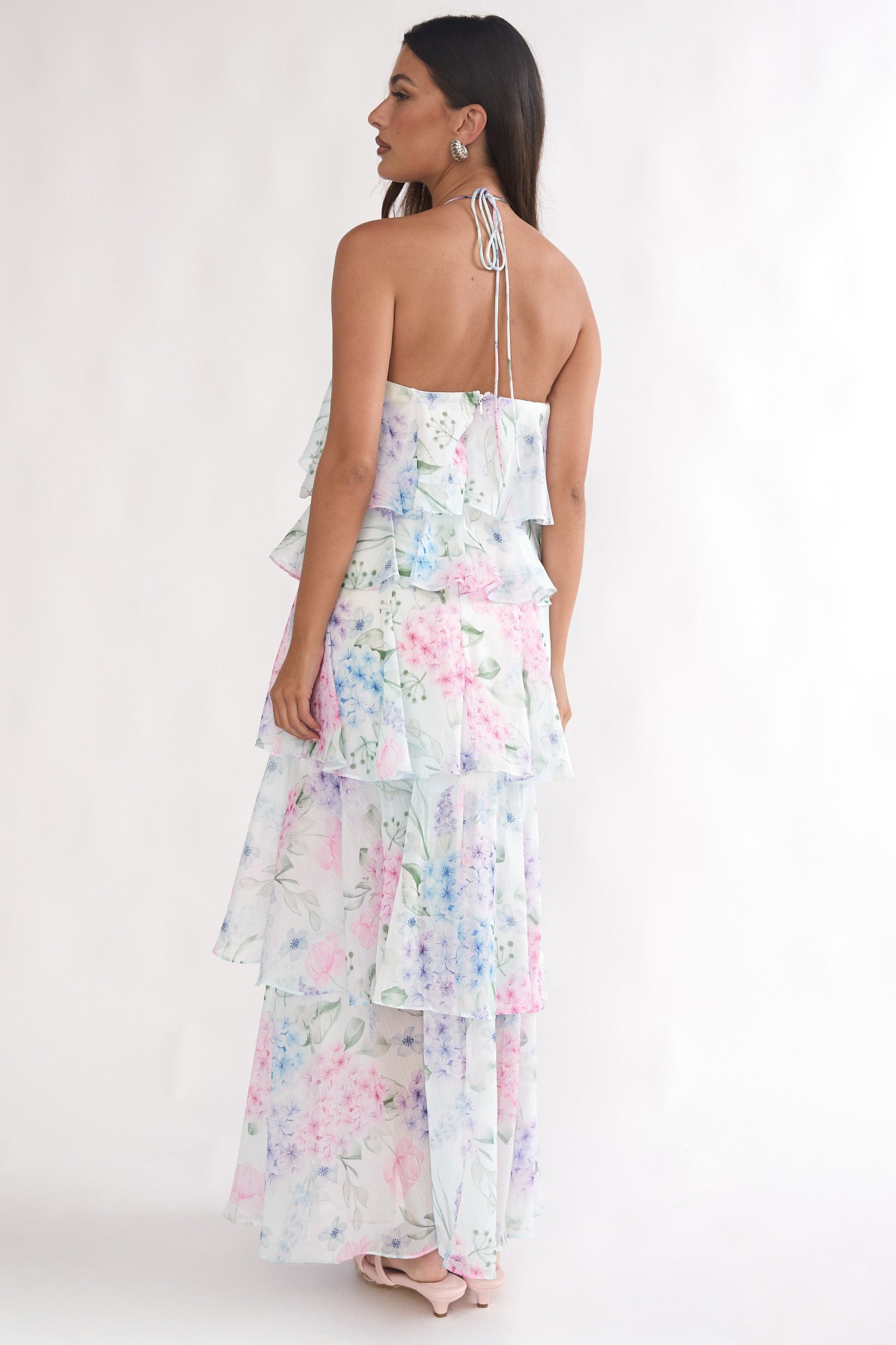 Darylyn Tiered Ruffle Maxi Dress Hydrangea Blue by Selfie Leslie Australia