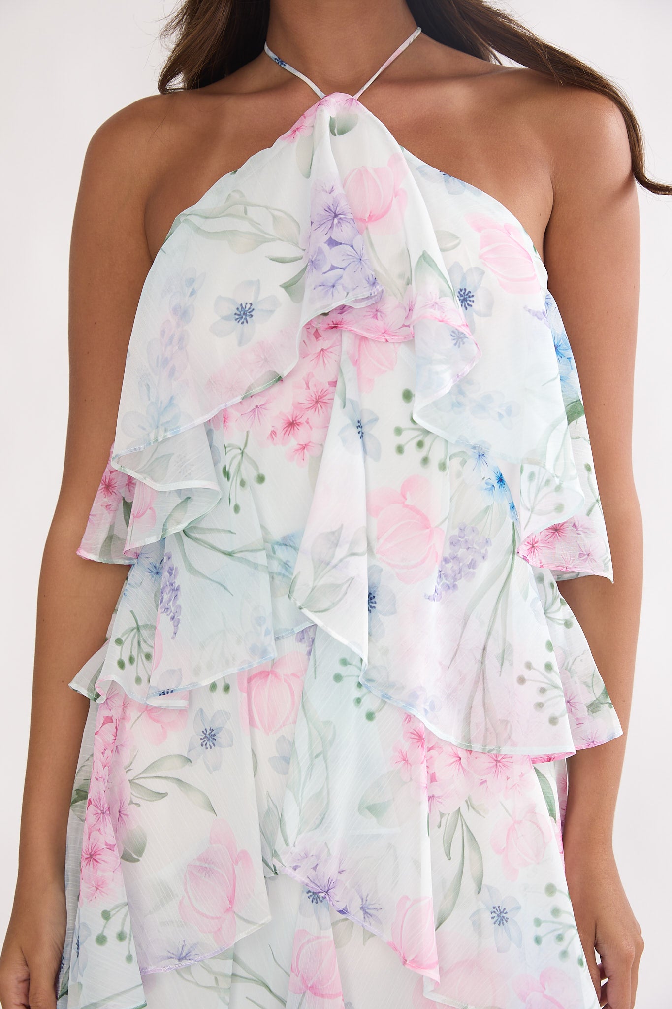 Darylyn Tiered Ruffle Maxi Dress Hydrangea Blue by Selfie Leslie Australia