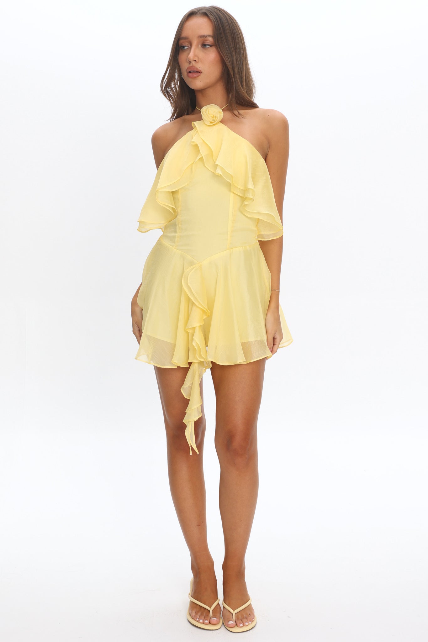 Darylyn Tiered Ruffle Romper Yellow by Selfie Leslie Australia