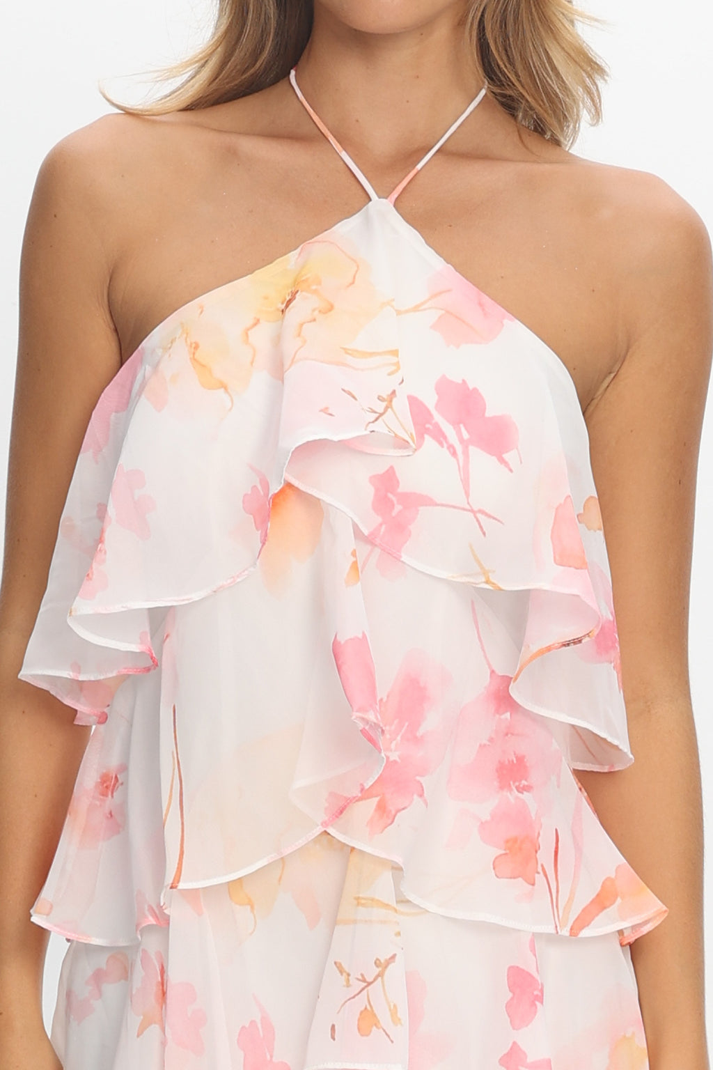 Darylyn Tiered Ruffle Maxi Dress Floral Pink by Selfie Leslie Australia