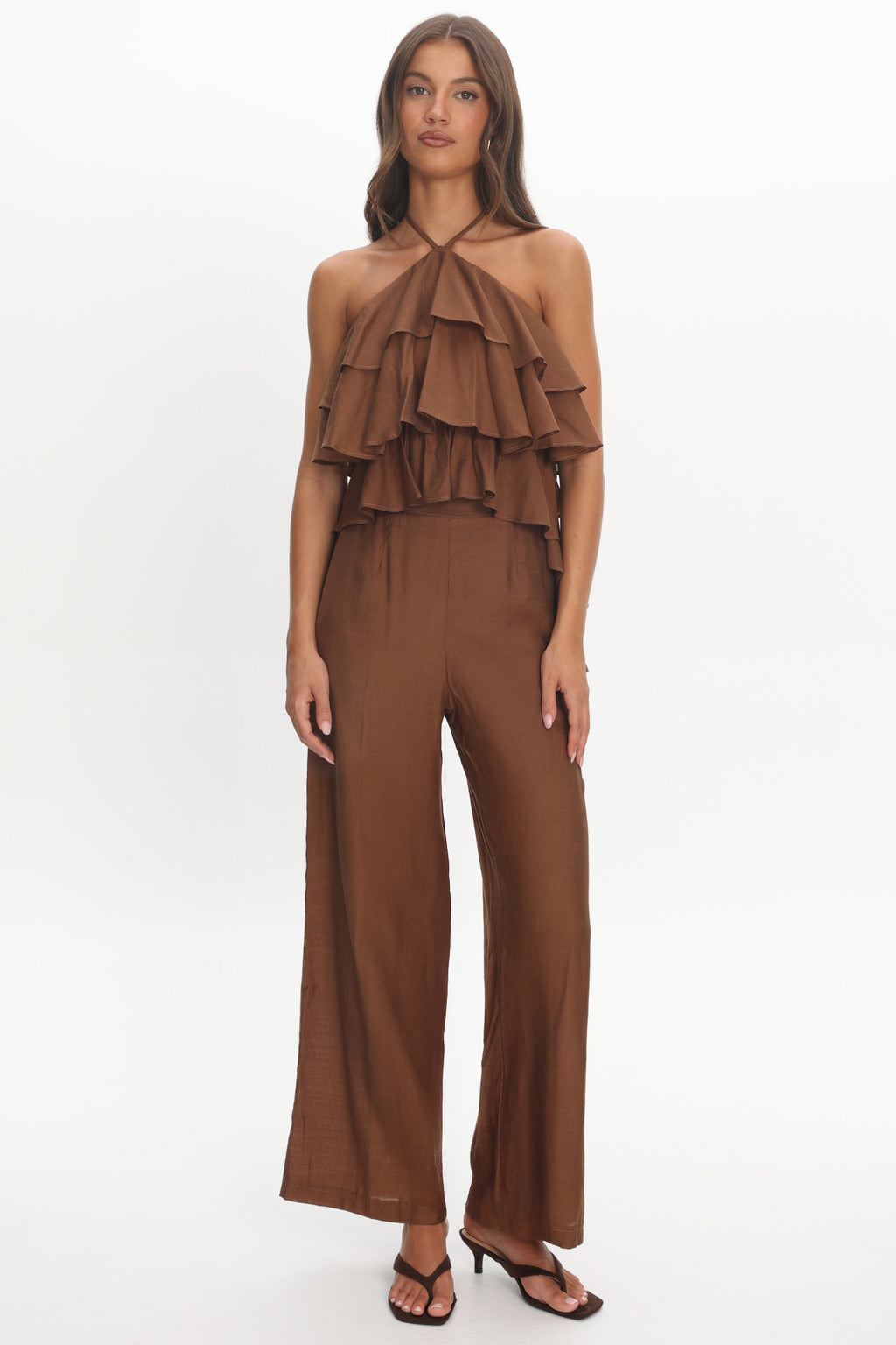 Darylyn Wide Leg Pants Chocolate by Selfie Leslie Australia