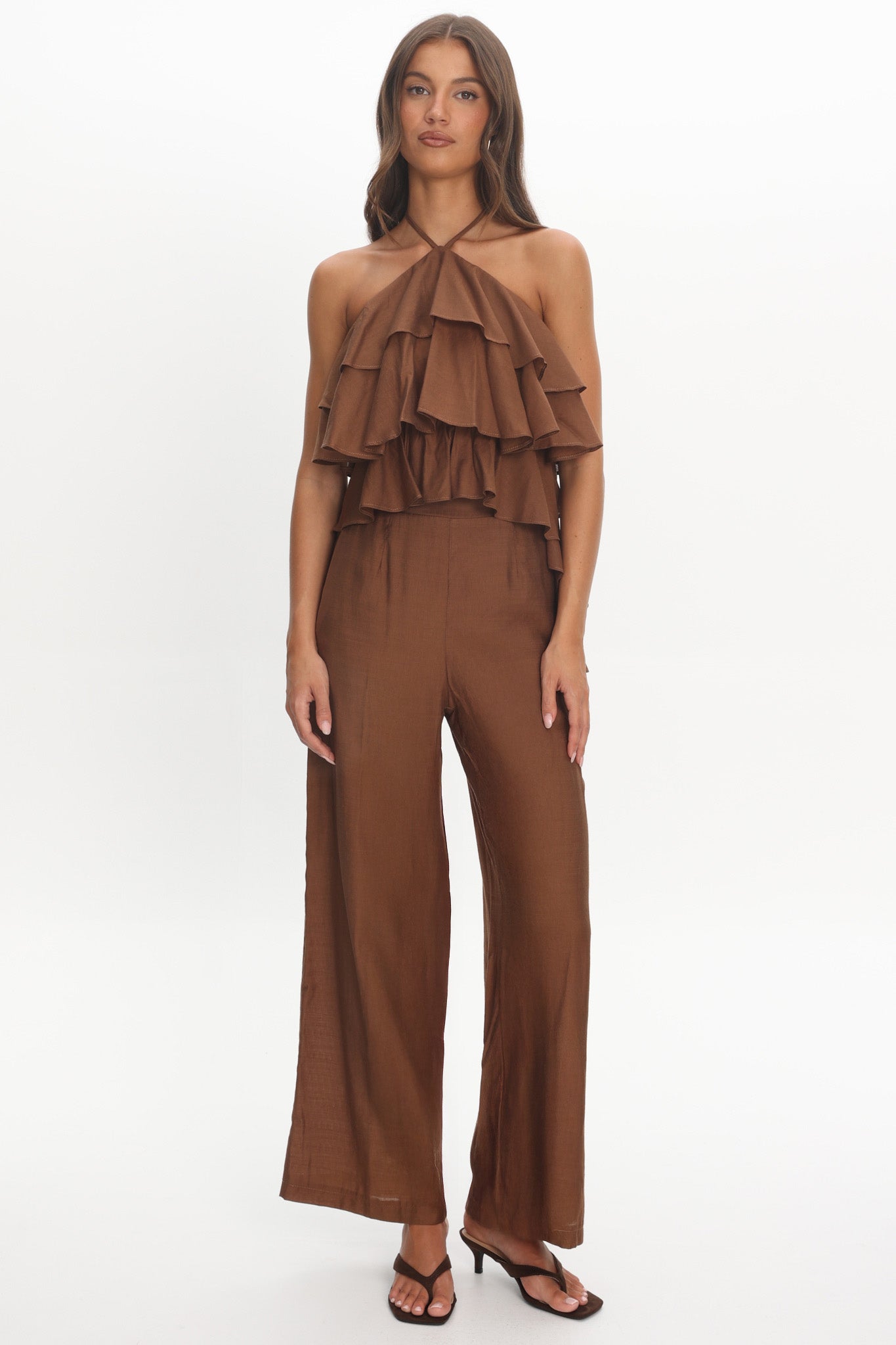 Darylyn Wide Leg Pants Chocolate by Selfie Leslie Australia