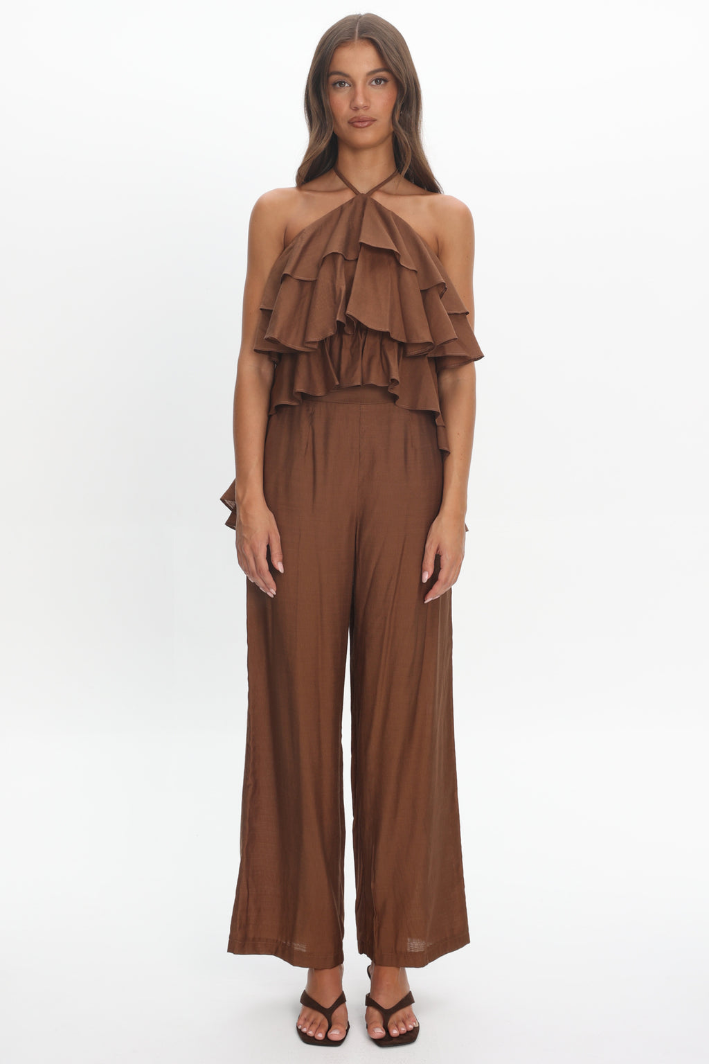 Darylyn Wide Leg Pants Chocolate by Selfie Leslie Australia