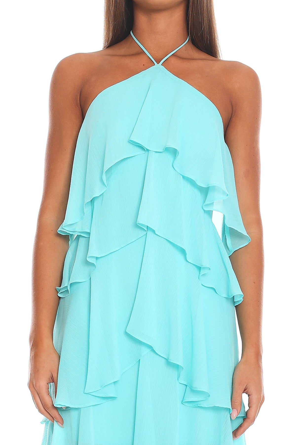 Darylyn Tiered Ruffle Maxi Dress Aqua