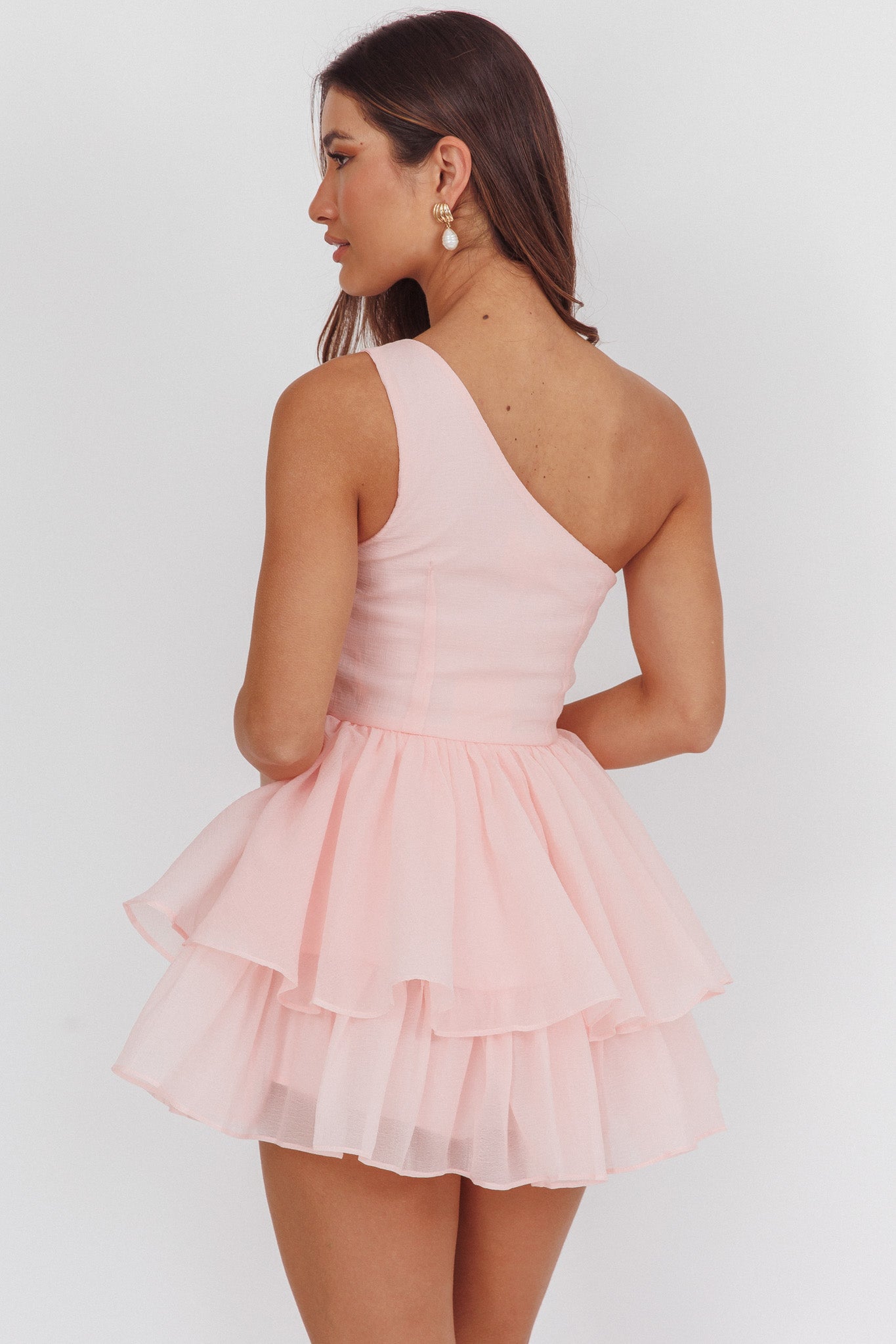 Raelene One-Shoulder Ruffle Romper Pink by Selfie Leslie Australia