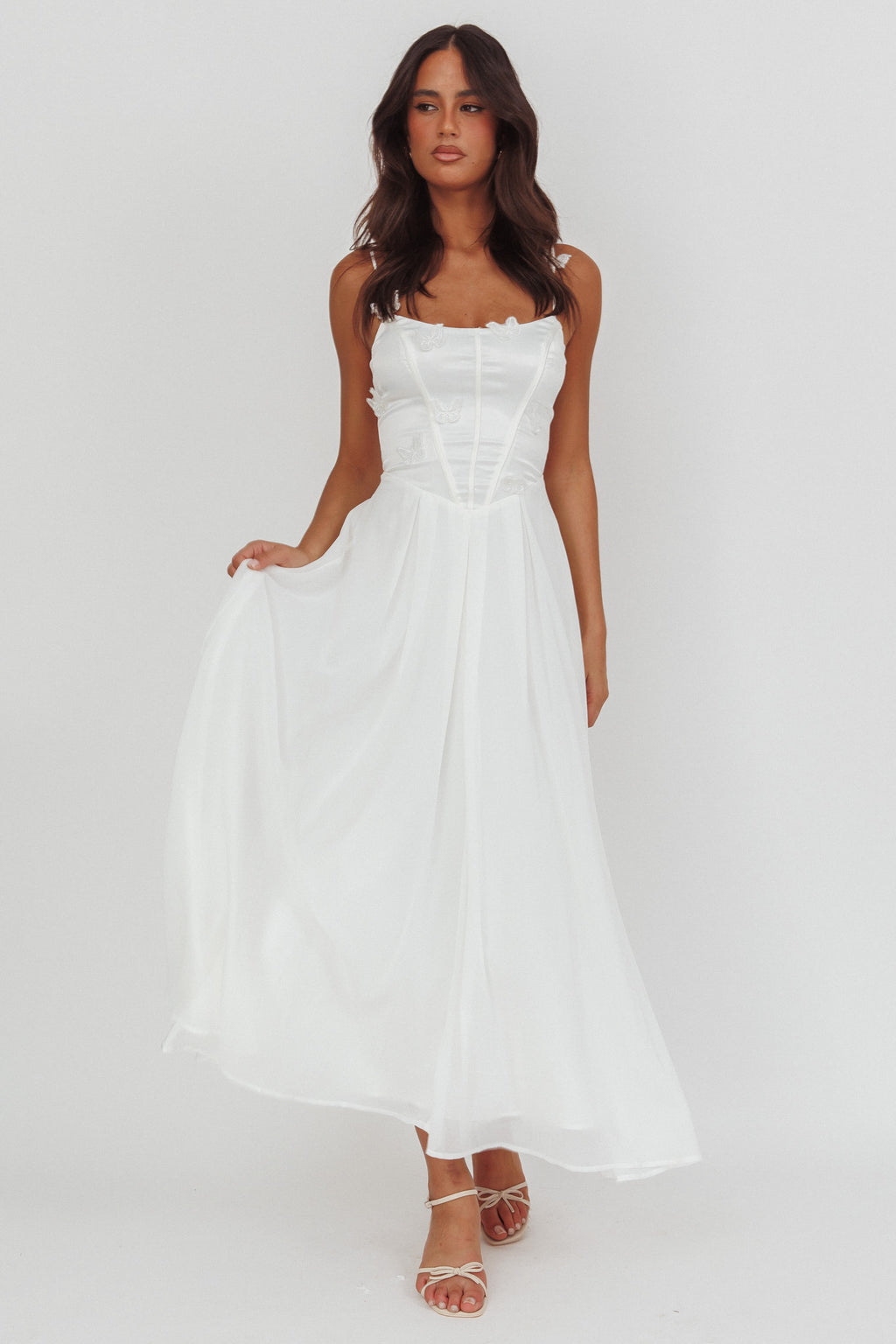 Lora Cami Strap Butterfly Dress White by Selfie Leslie Australia