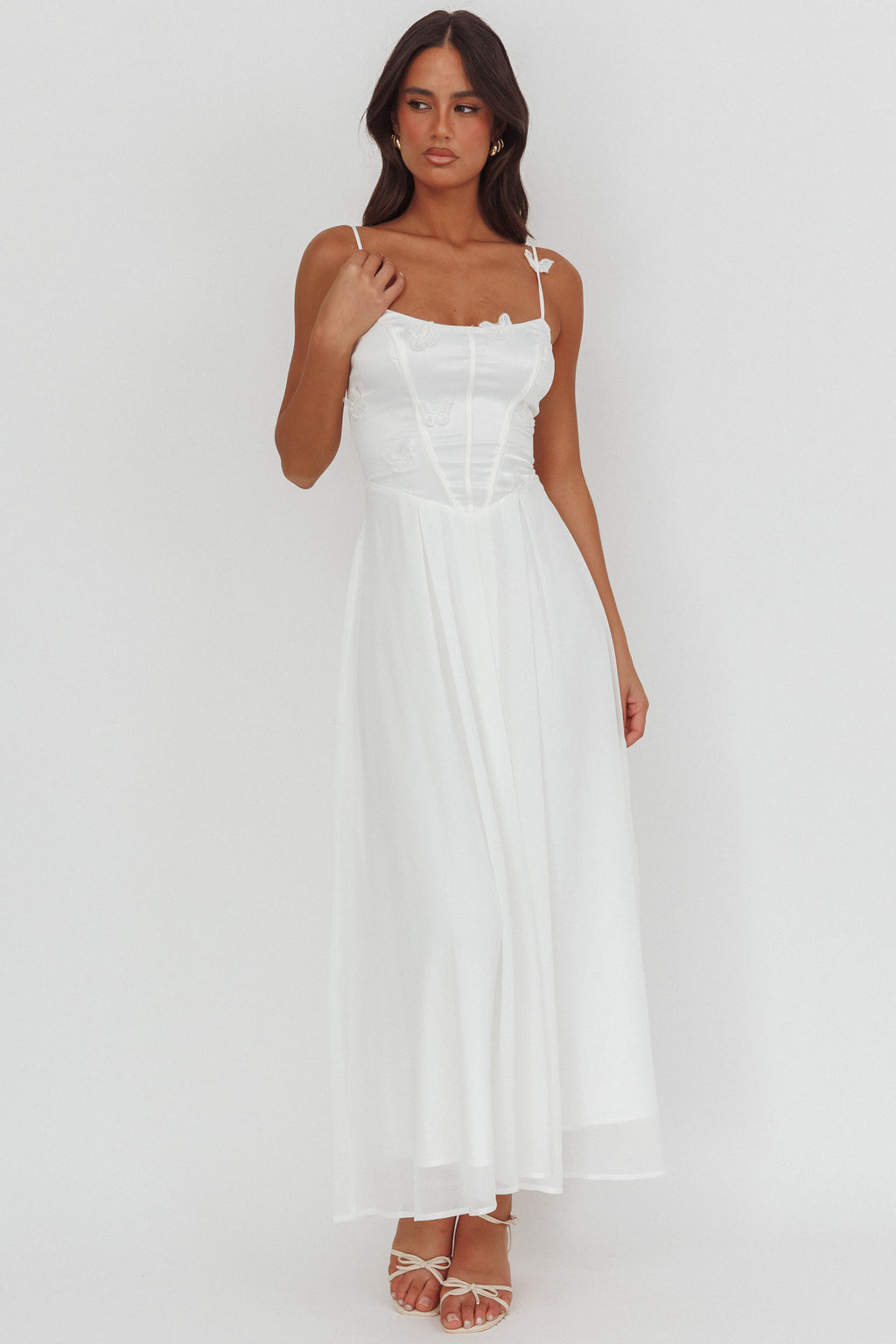 Lora Cami Strap Butterfly Dress White by Selfie Leslie Australia