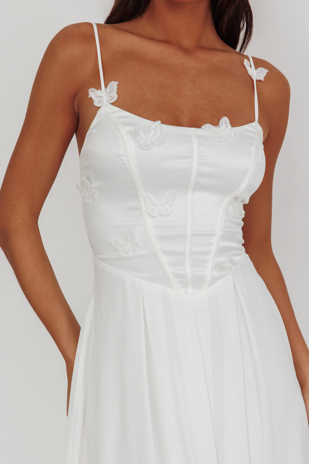 Lora Cami Strap Butterfly Dress White by Selfie Leslie Australia