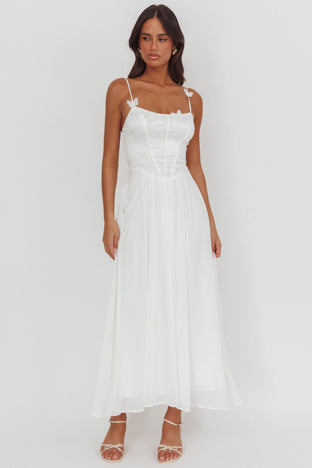 Lora Cami Strap Butterfly Dress White by Selfie Leslie Australia