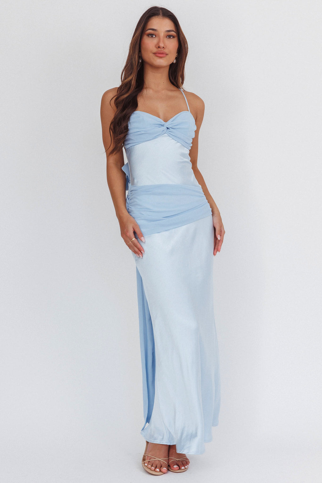 Arizona Sunset Criss-Cross Bow Back Dress Blue by Selfie Leslie Australia