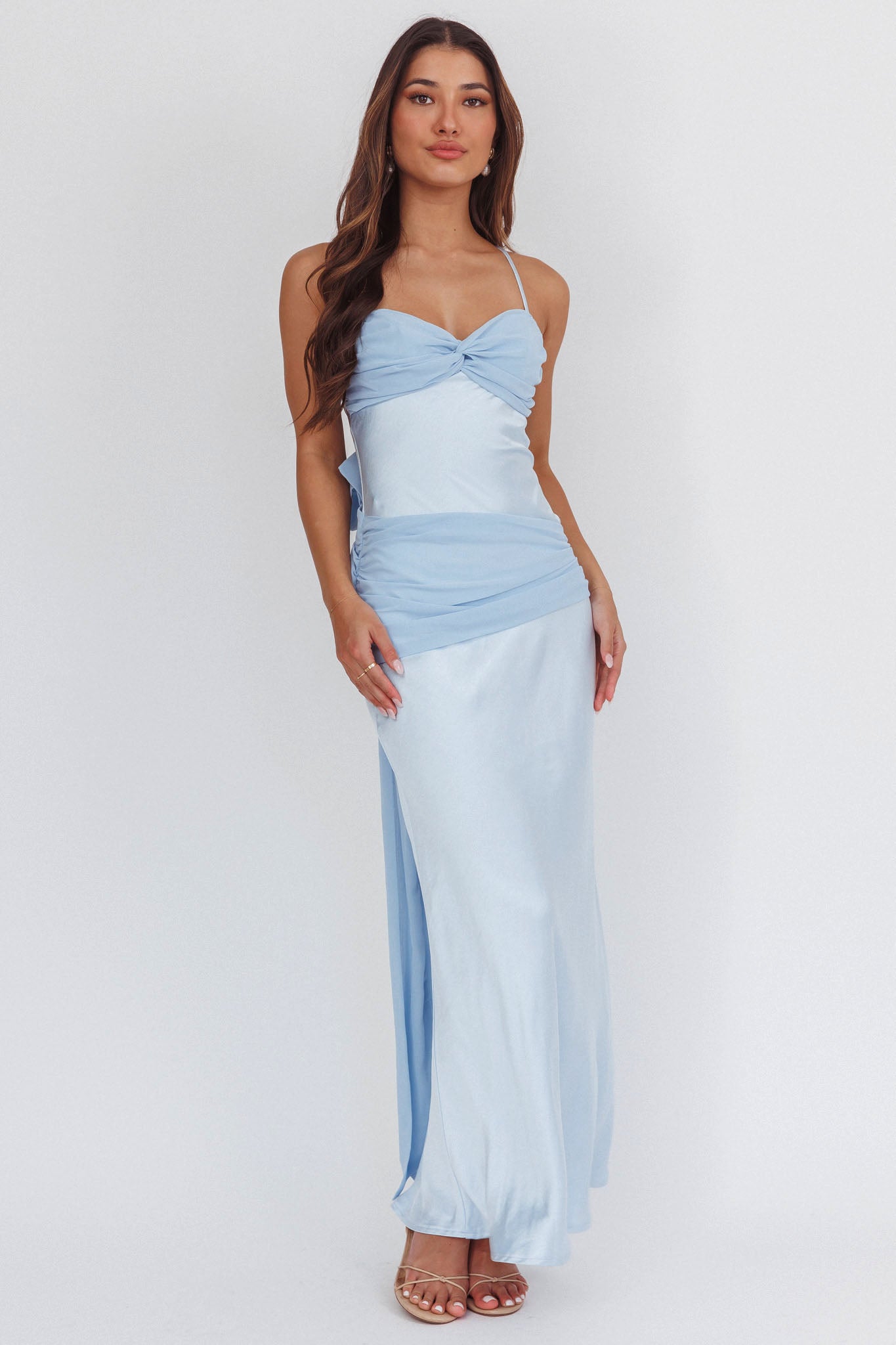 Arizona Sunset Criss-Cross Bow Back Dress Blue by Selfie Leslie Australia