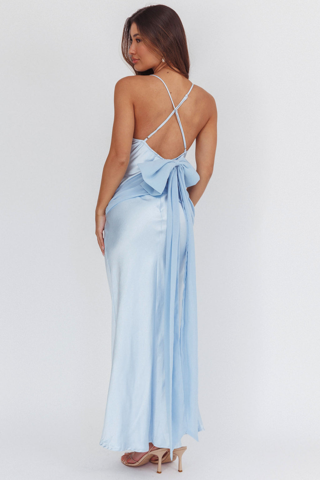 Arizona Sunset Criss-Cross Bow Back Dress Blue by Selfie Leslie Australia