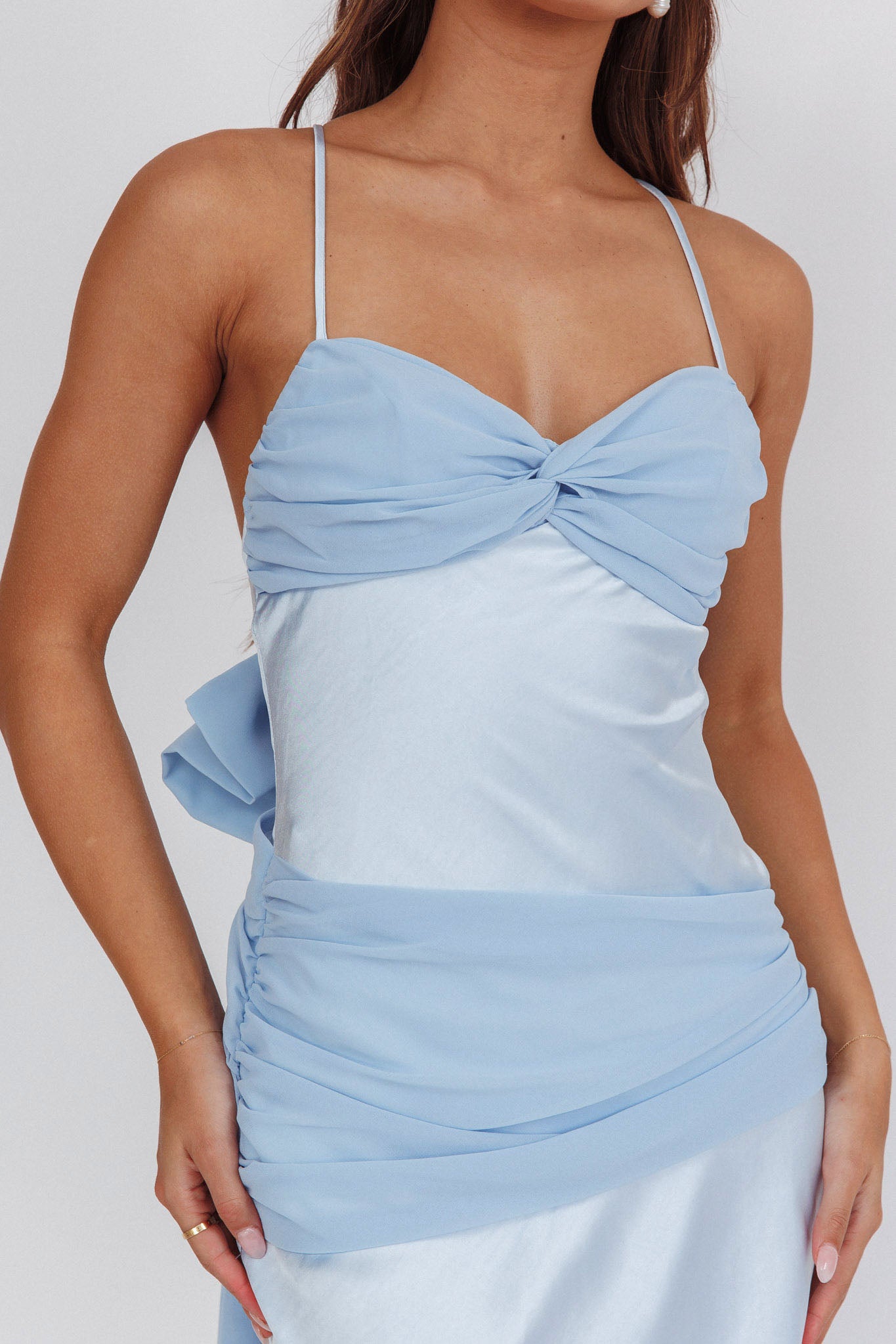 Arizona Sunset Criss-Cross Bow Back Dress Blue by Selfie Leslie Australia