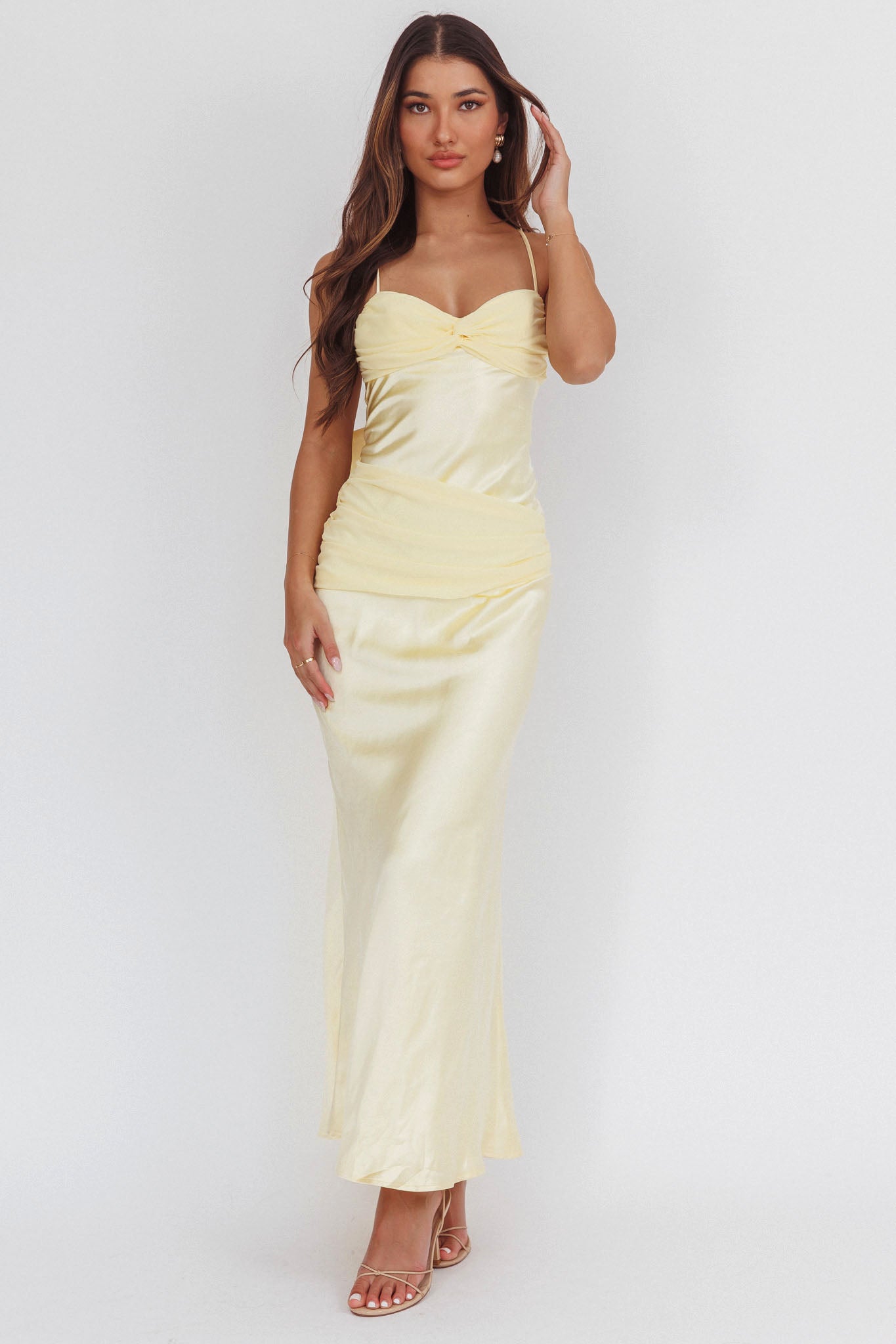 Arizona Sunset Criss-Cross Bow Back Dress Yellow by Selfie Leslie Australia