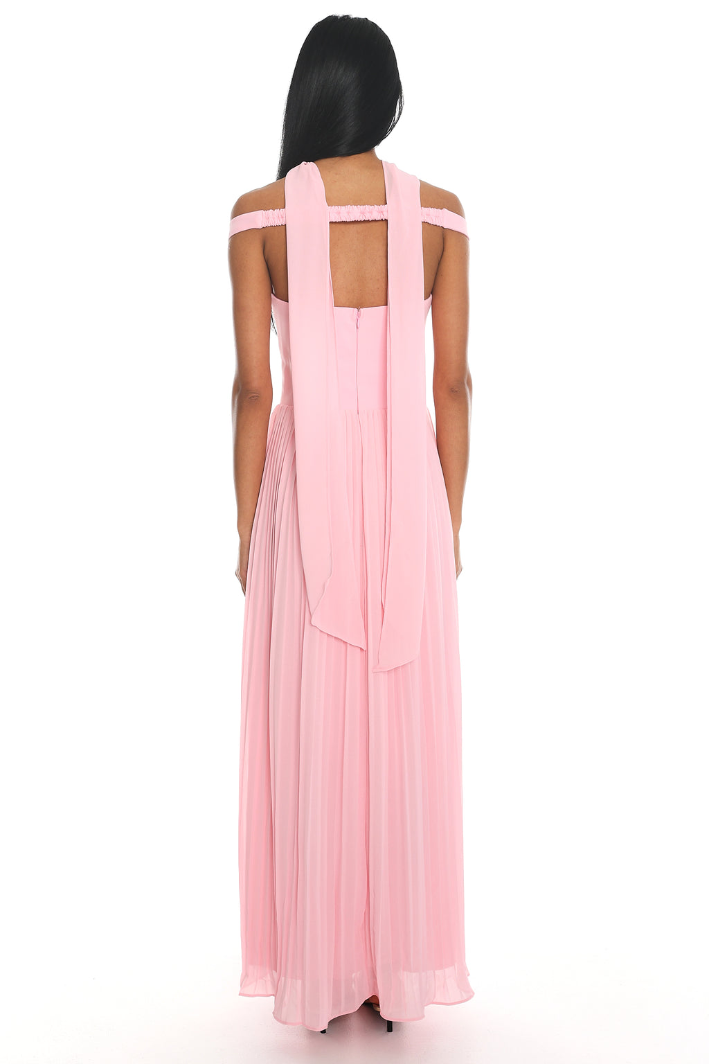 Quinnae Off-Shoulder Accordion Pleat Maxi Dress Pink by Selfie Leslie Australia