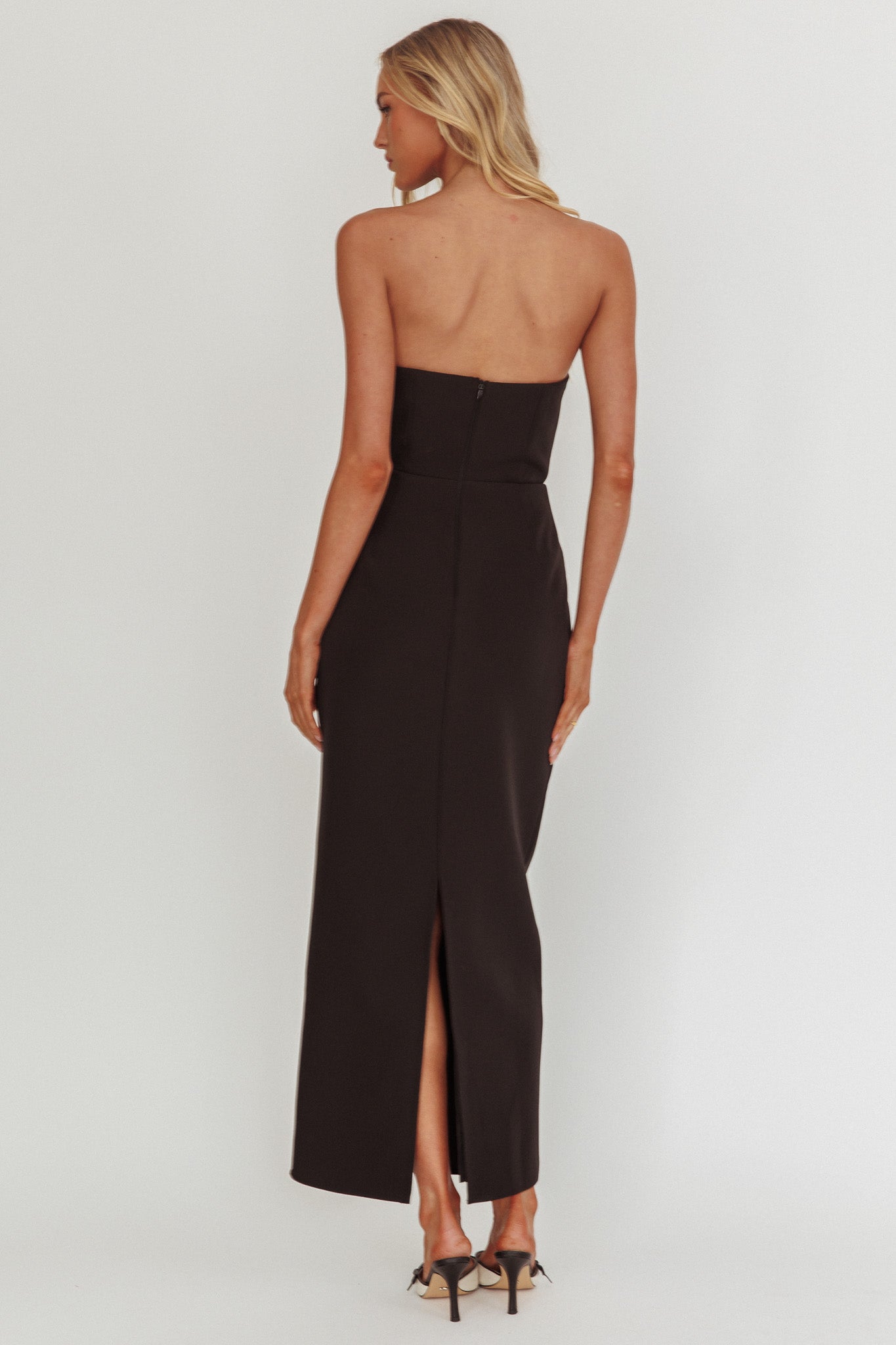 Cocktail Party Strapless Bow Bust Maxi Dress Black by Selfie Leslie Australia
