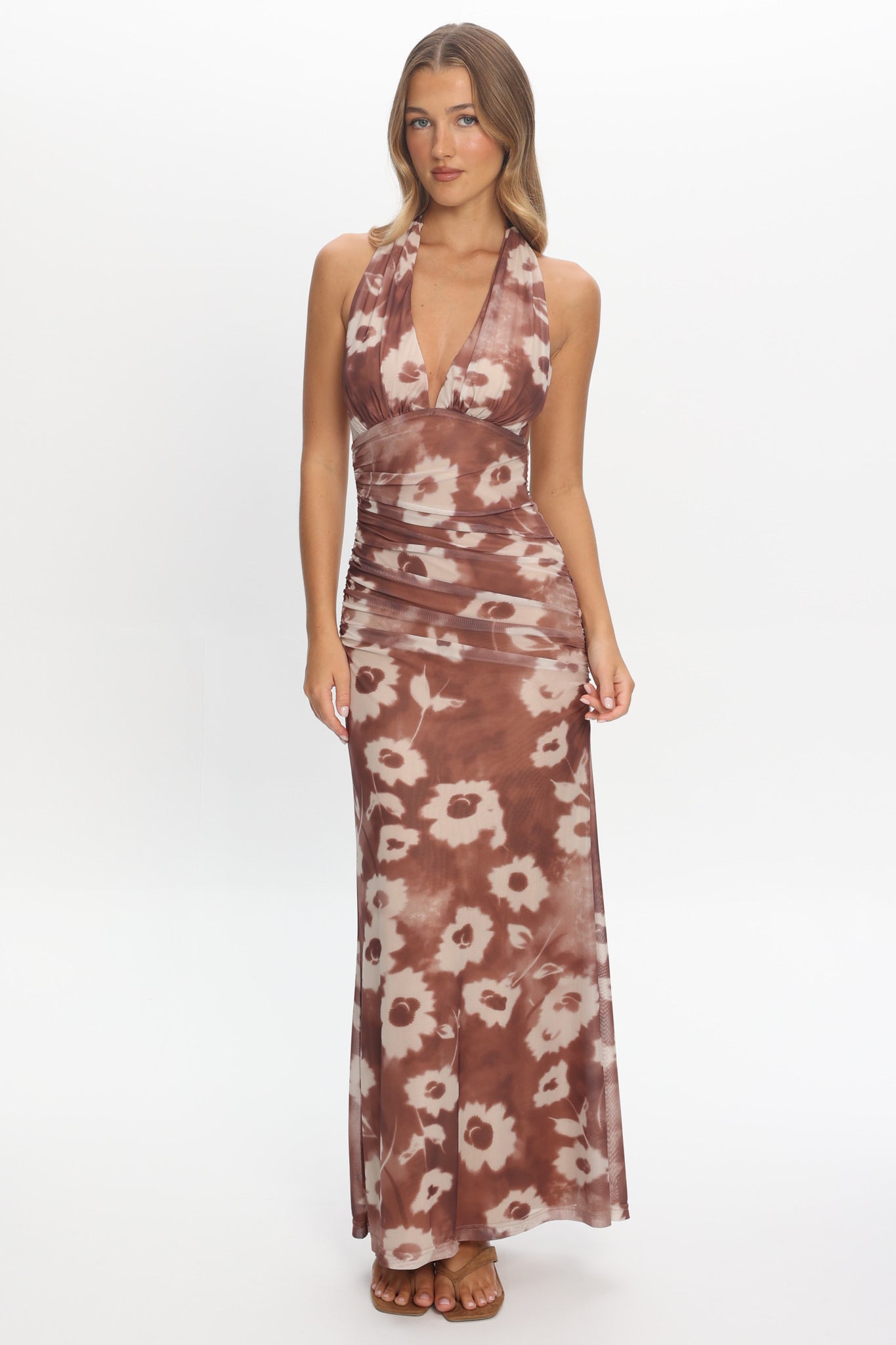 Annorah Halterneck Maxi Dress Brown by Selfie Leslie Australia