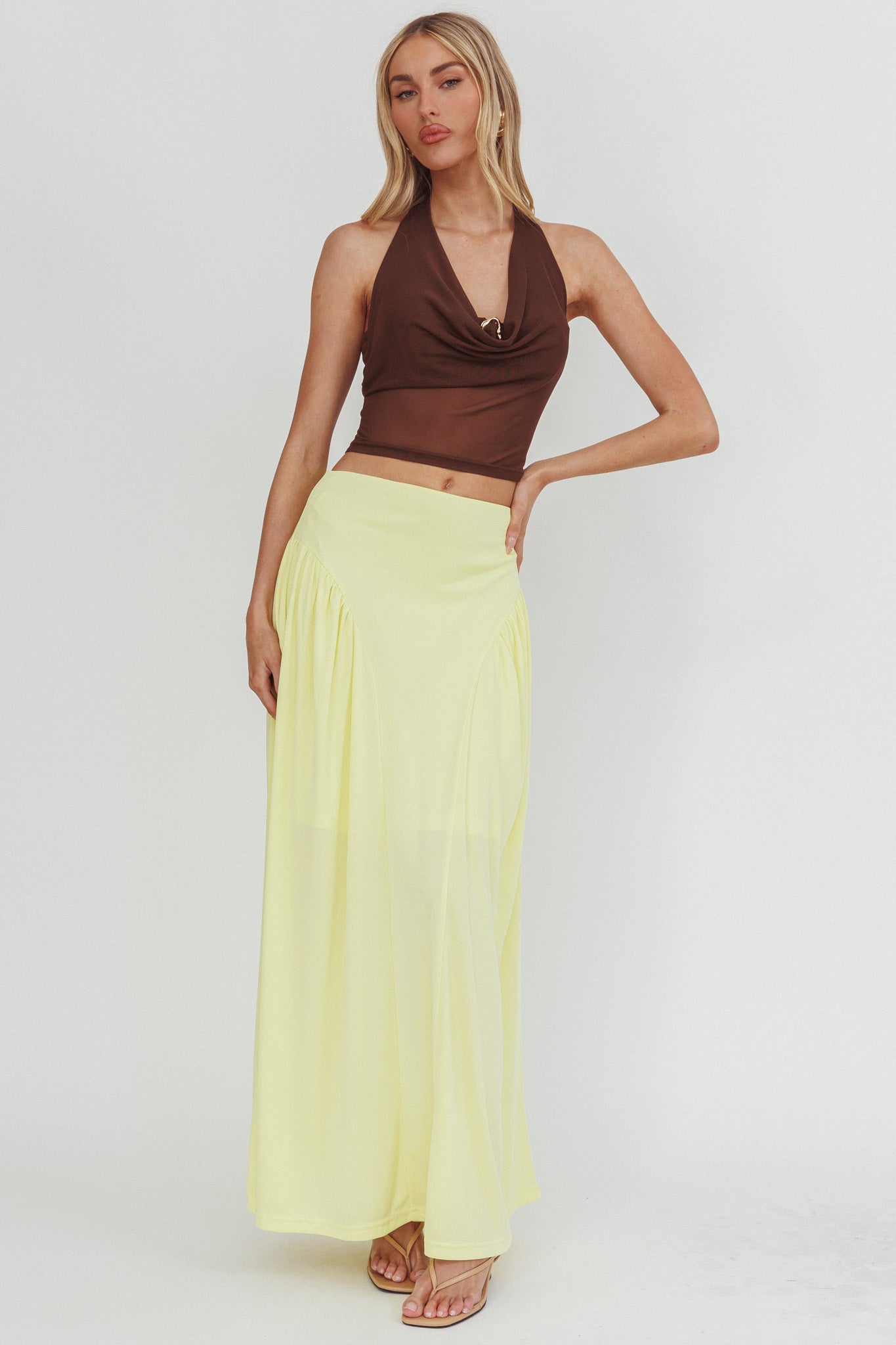 Daysun Gathered Panel Maxi Skirt Butter by Selfie Leslie Australia