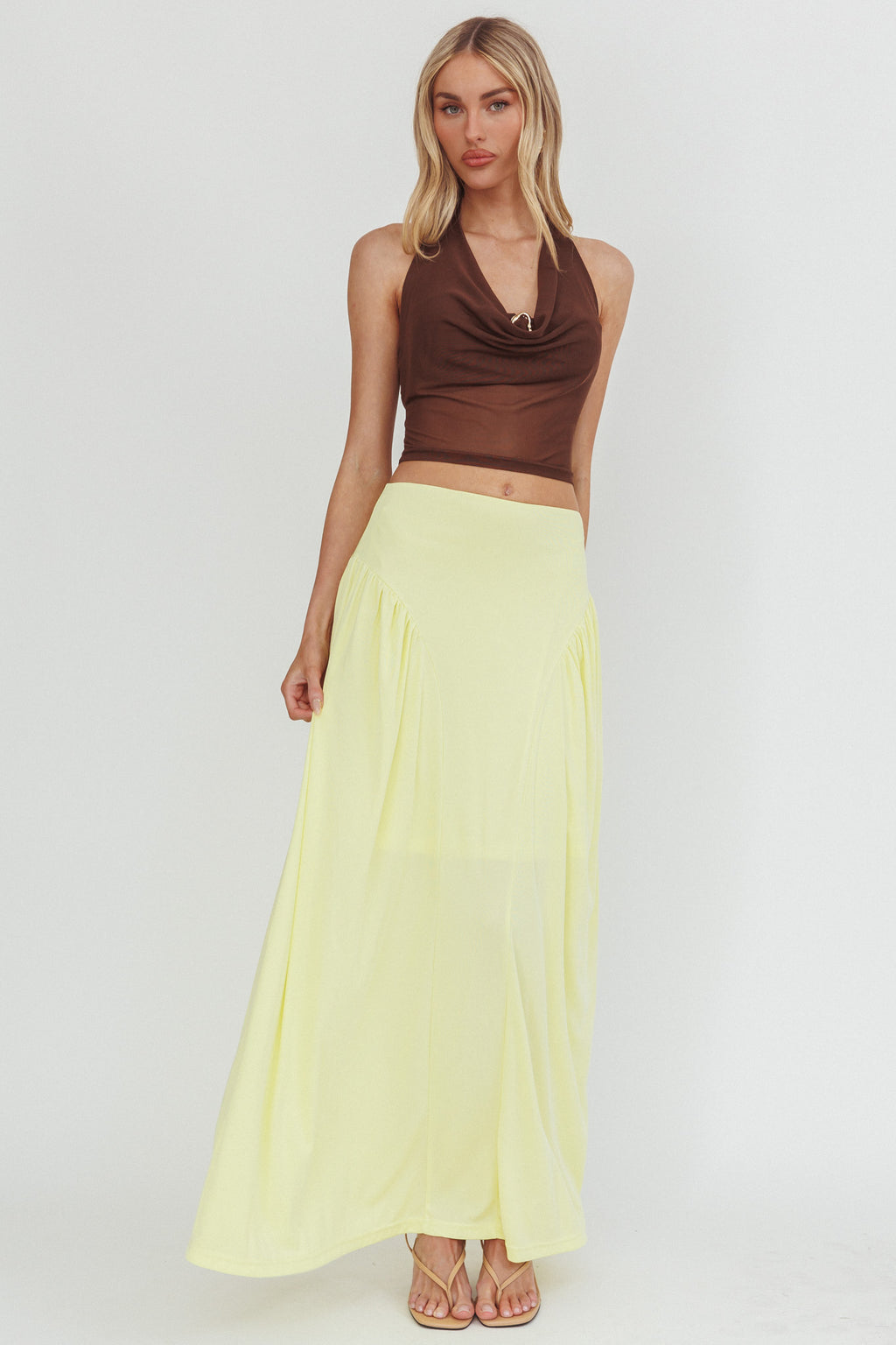 Daysun Gathered Panel Maxi Skirt Butter by Selfie Leslie Australia