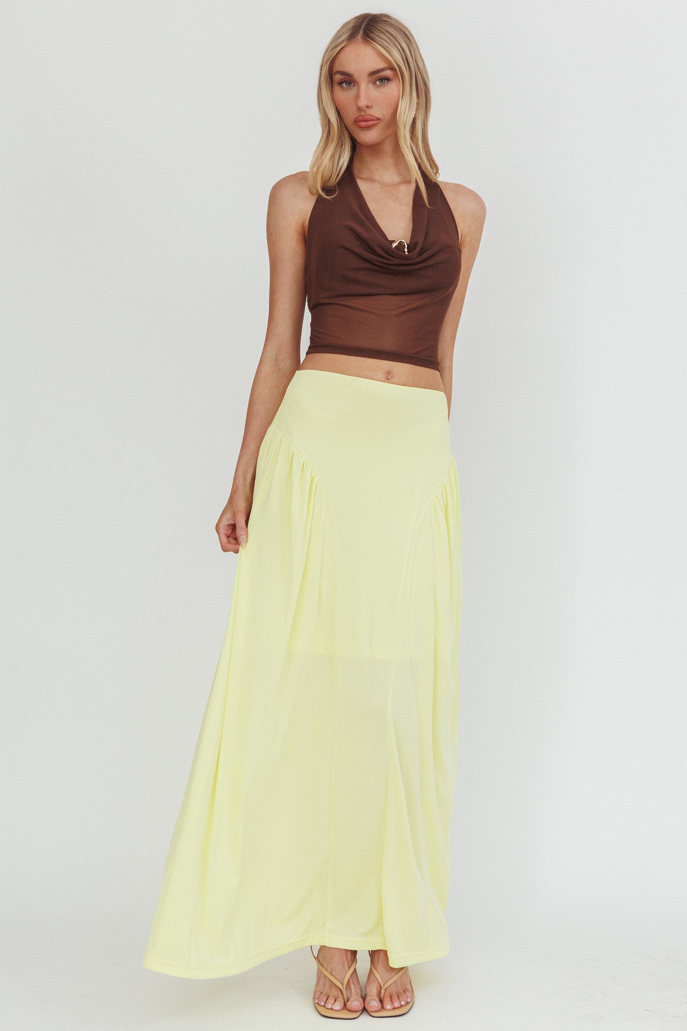 Daysun Gathered Panel Maxi Skirt Butter by Selfie Leslie Australia