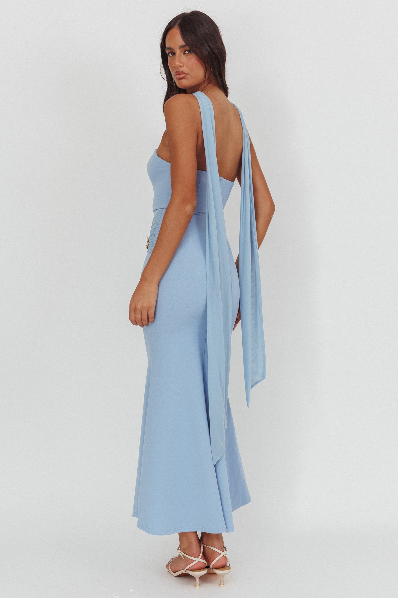 Jeramia Strapless Brooch Maxi Dress Blue by Selfie Leslie Australia