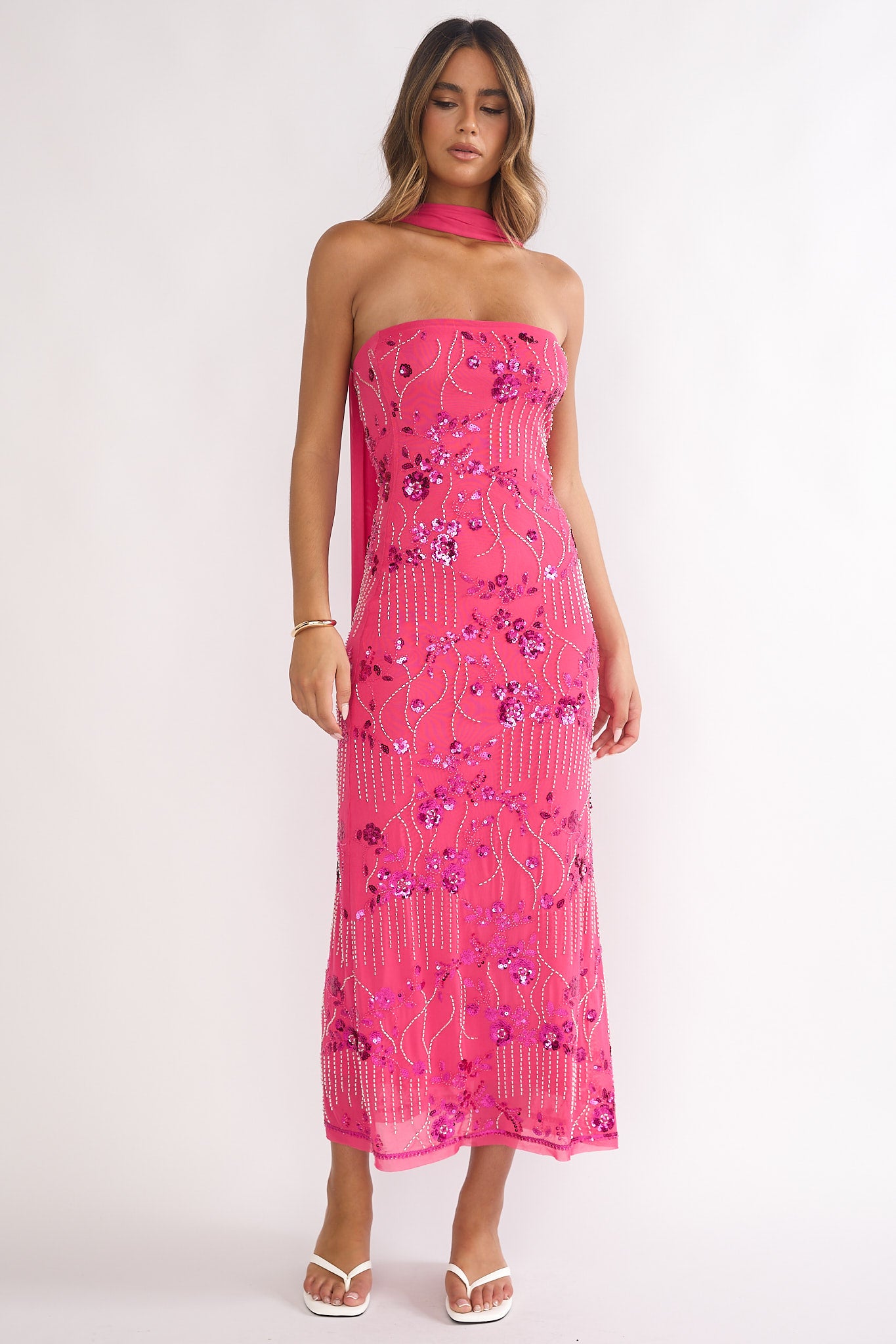 Jeremia Strapless Maxi Dress Sequin Plum by Selfie Leslie Australia
