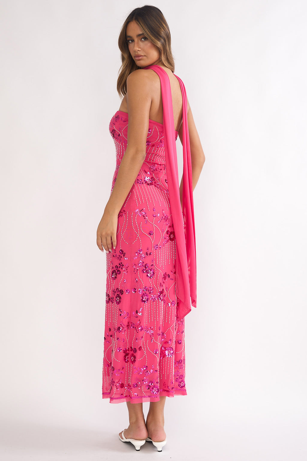 Jeremia Strapless Maxi Dress Sequin Plum by Selfie Leslie Australia