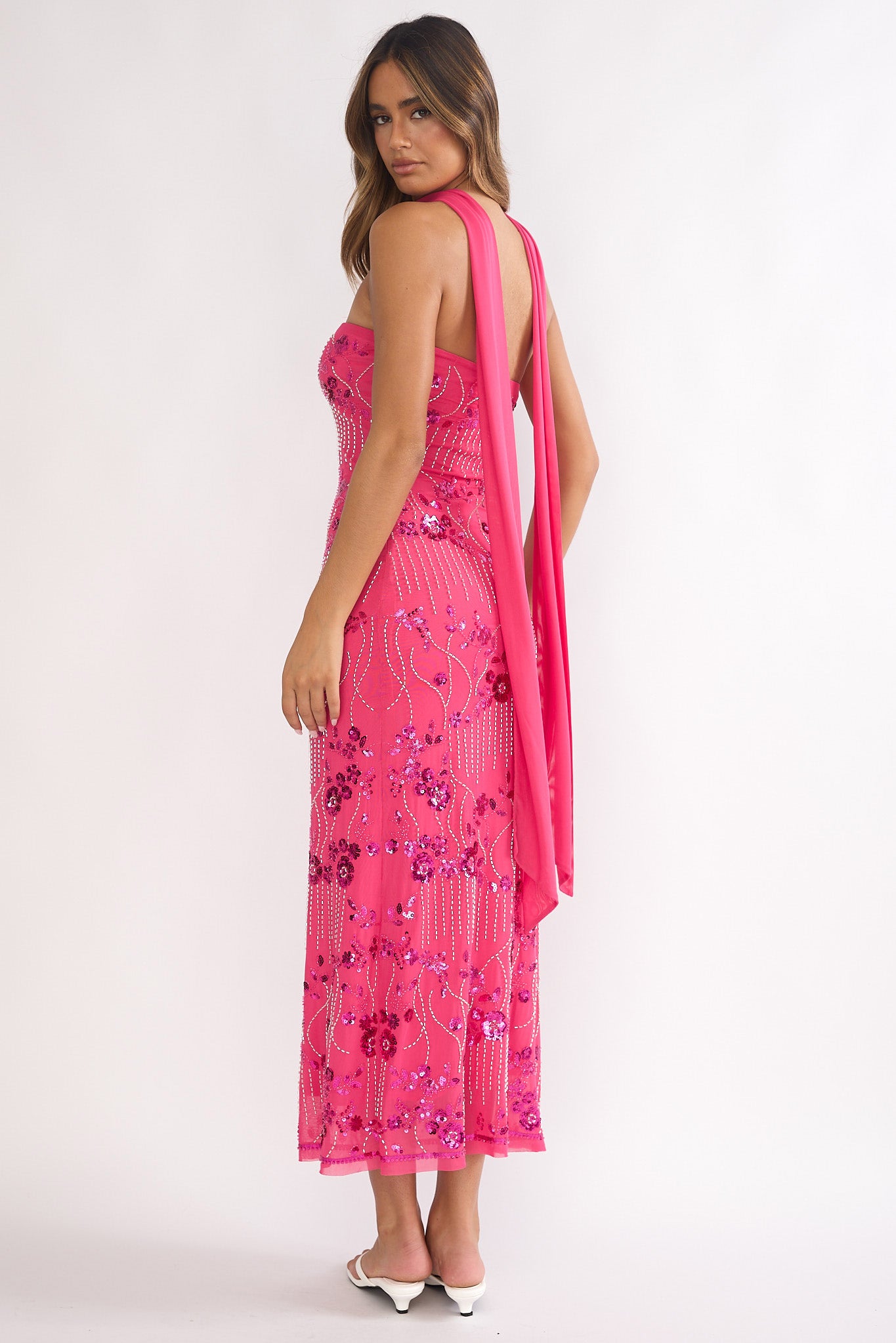 Jeremia Strapless Maxi Dress Sequin Plum by Selfie Leslie Australia