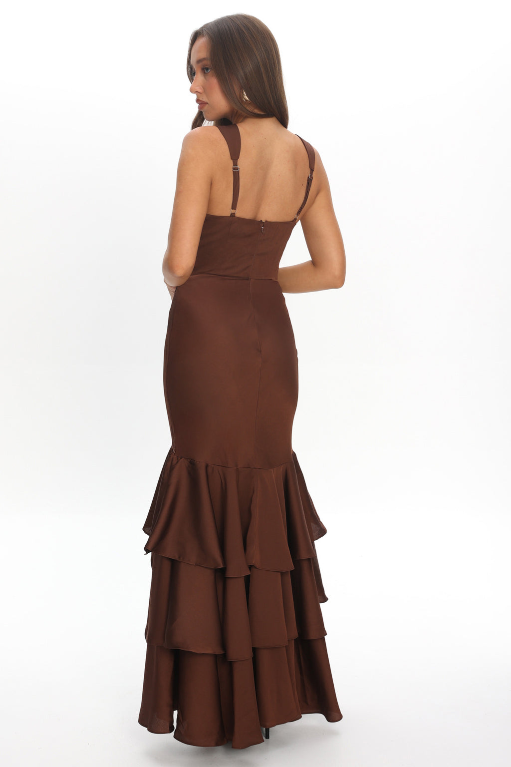 Baylin Layered Mermaid Hem Maxi Dress Coffee by Selfie Leslie Australia