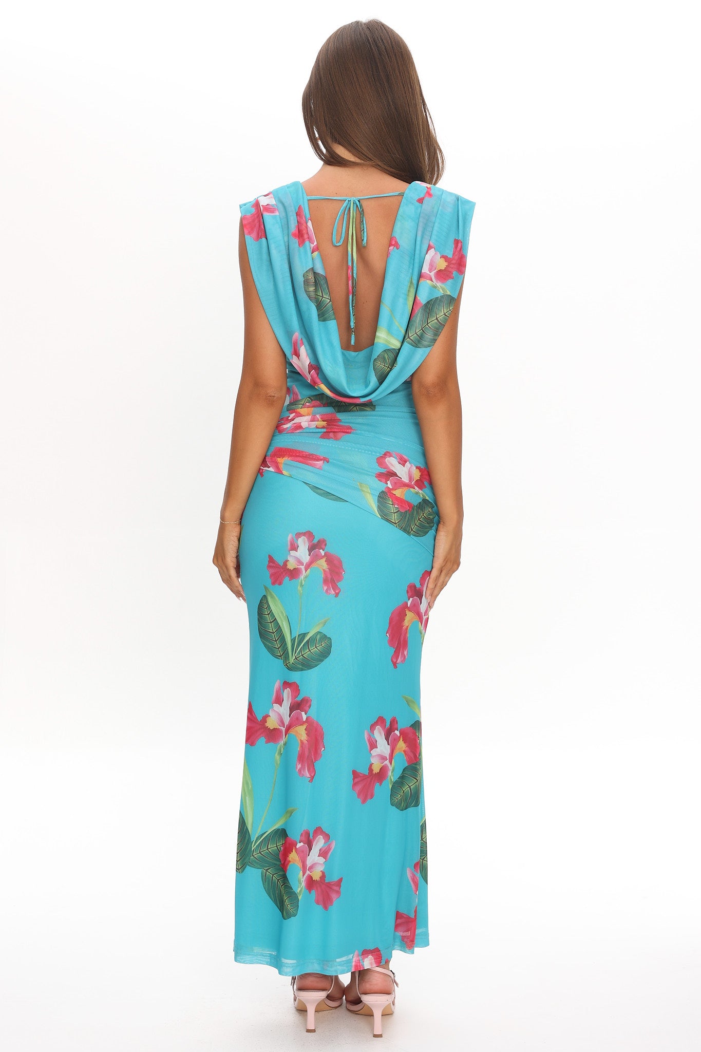 Virgo Season Draped Shoulder Maxi Dress Floral by Selfie Leslie Australia