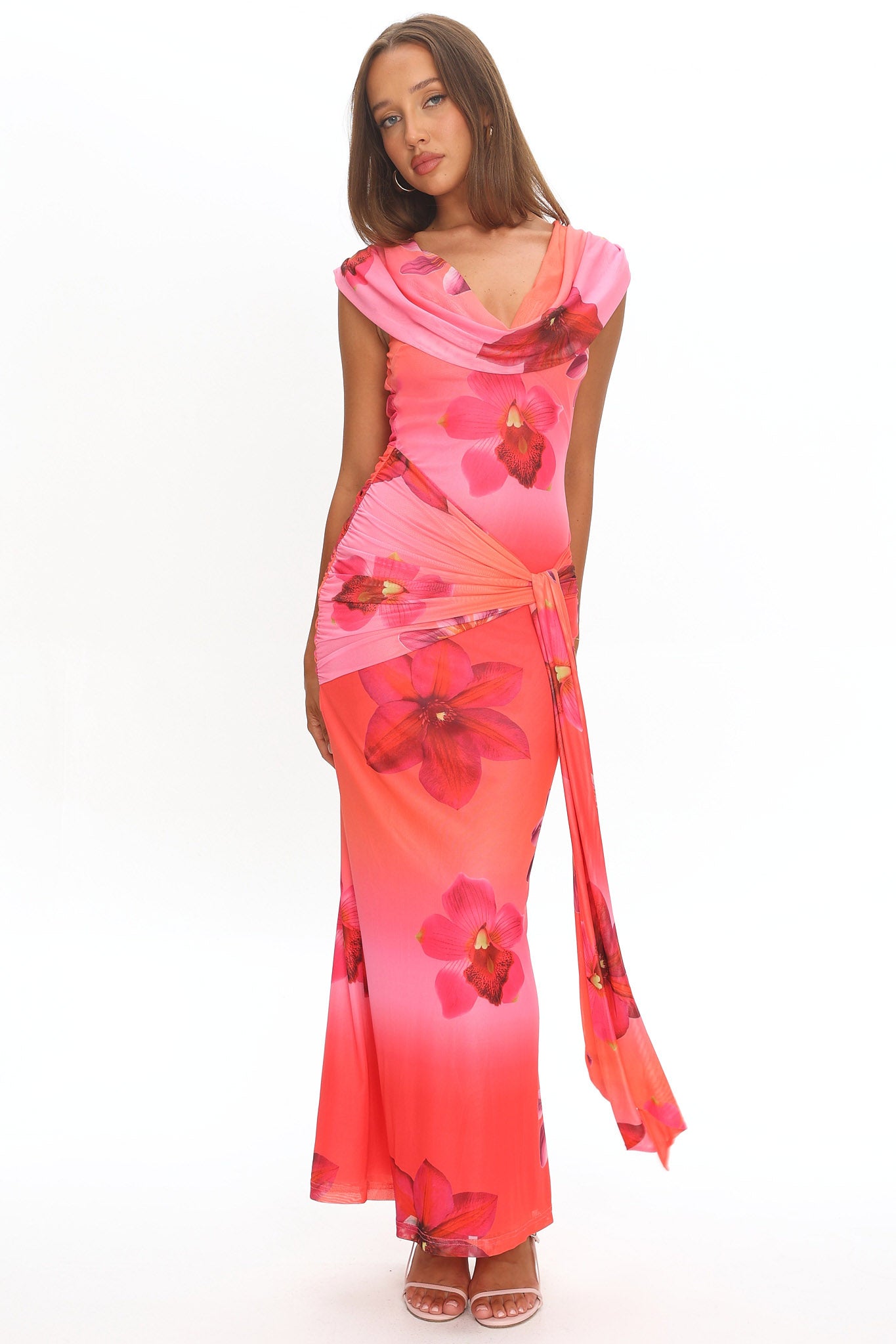 Virgo Season Draped Shoulder Maxi Dress Orchid Pink by Selfie Leslie Australia