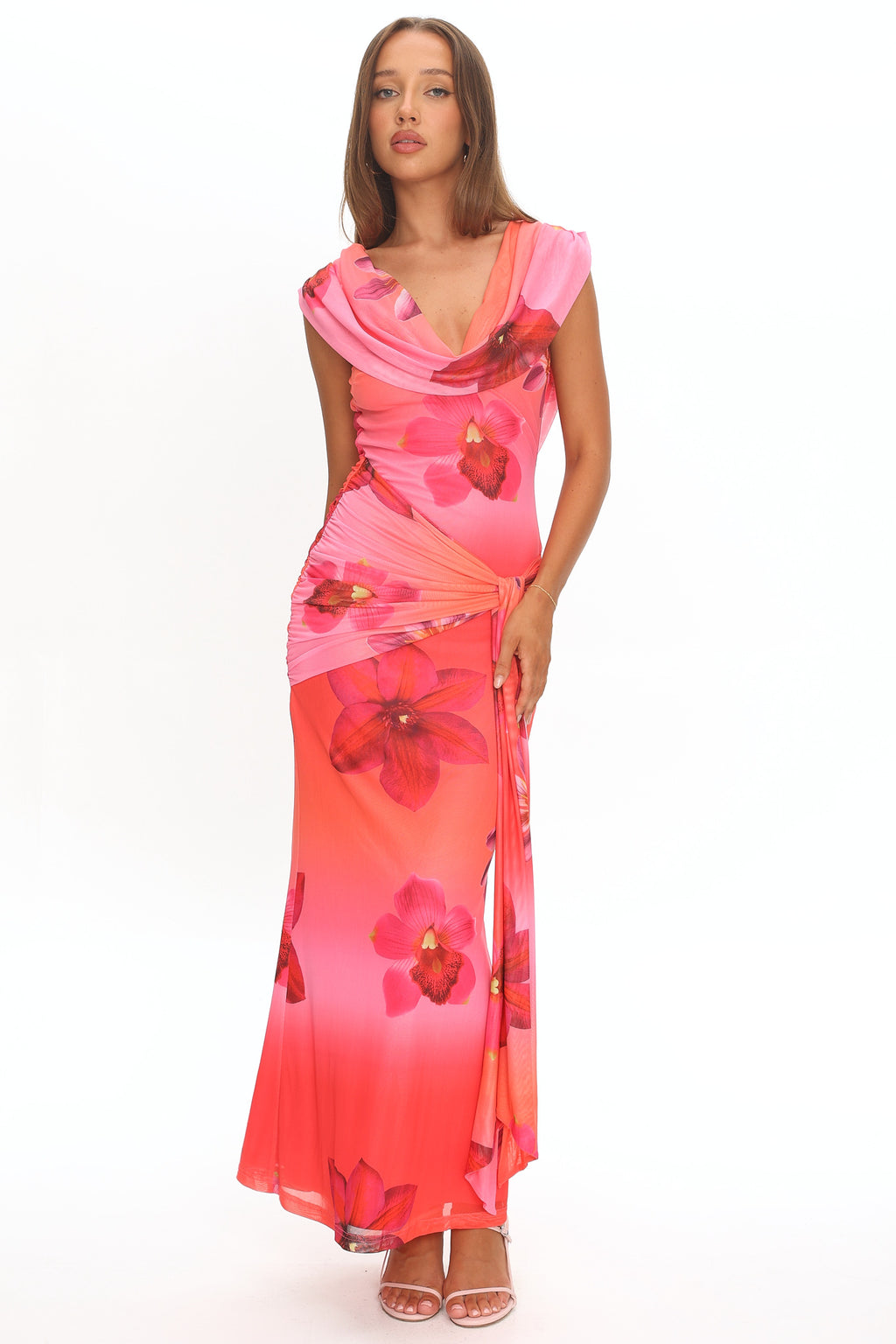 Virgo Season Draped Shoulder Maxi Dress Orchid Pink by Selfie Leslie Australia