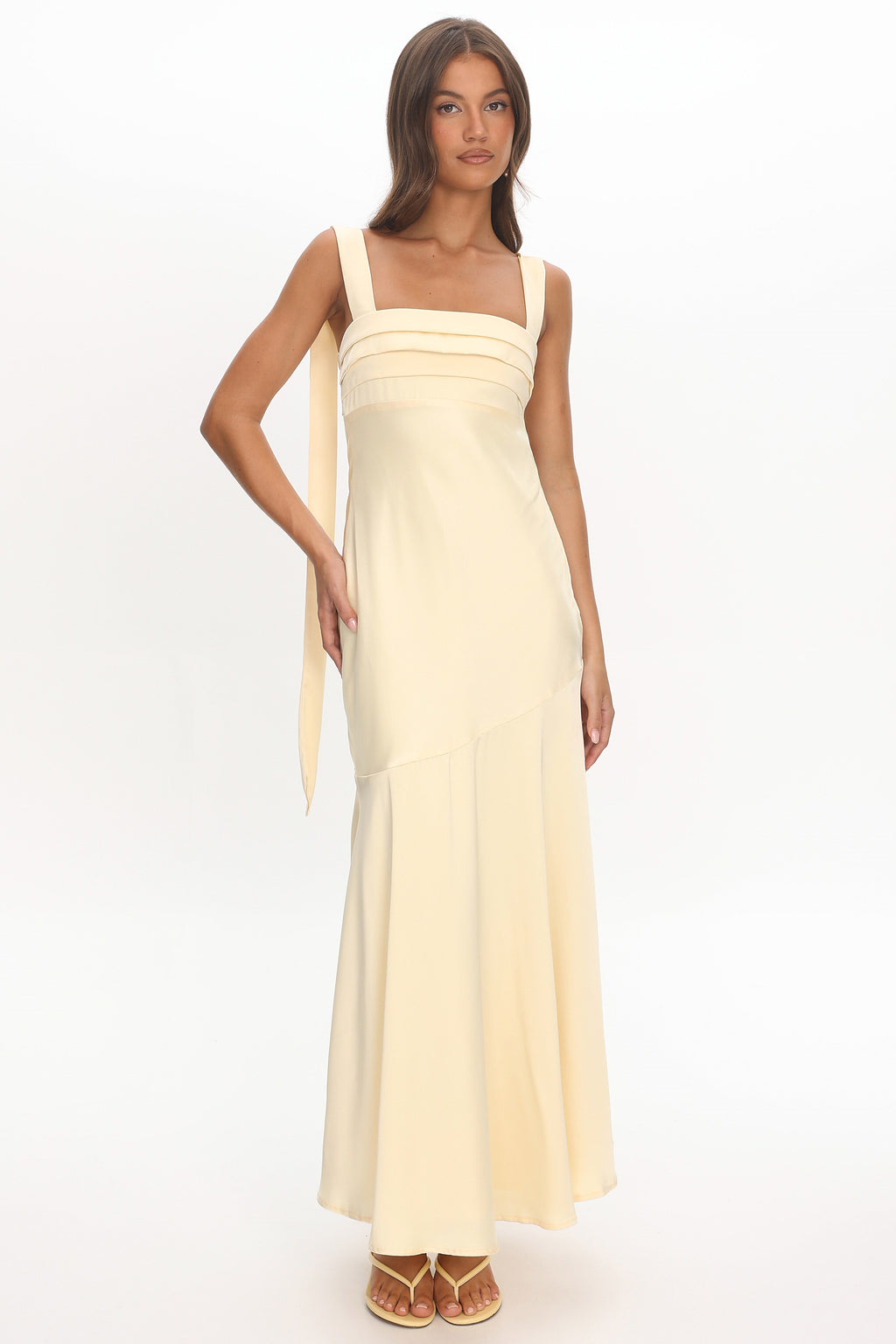 Second Glances Pleat bust Maxi Dress Butter by Selfie Leslie Australia