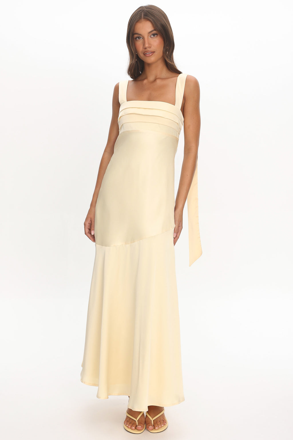 Second Glances Pleat bust Maxi Dress Butter by Selfie Leslie Australia