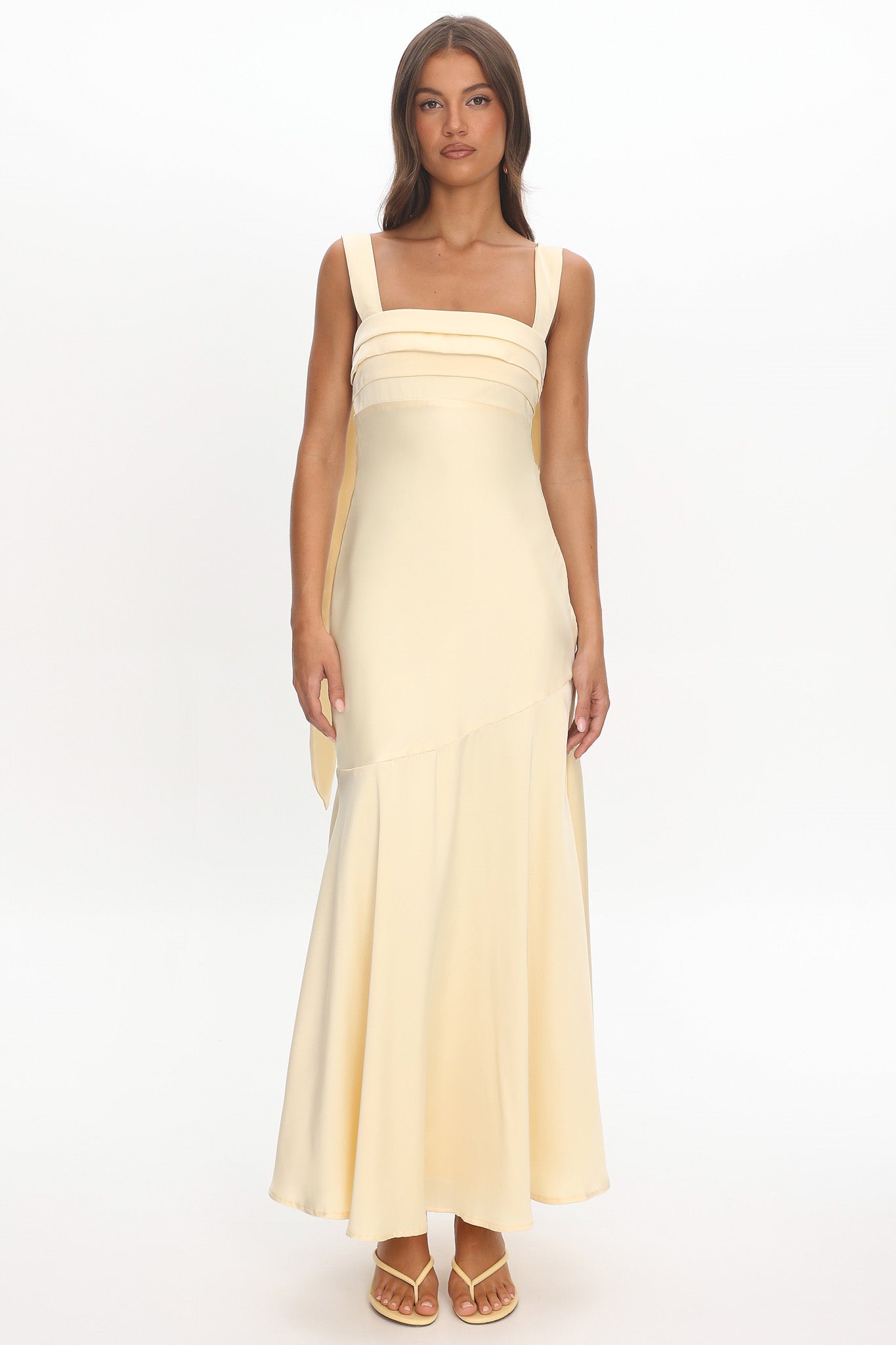 Second Glances Pleat bust Maxi Dress Butter by Selfie Leslie Australia