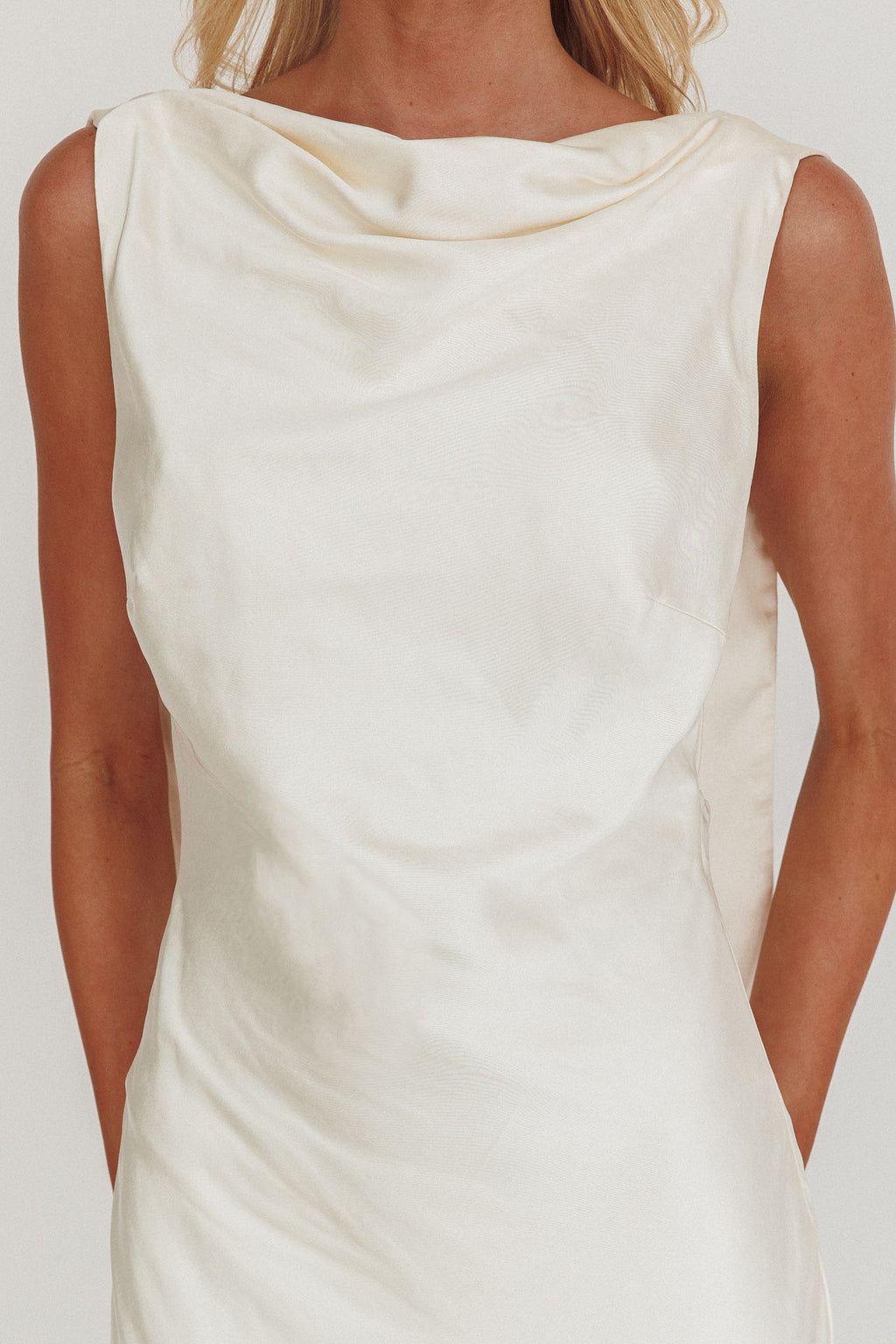 Second Glances Cowl Neck Backless Maxi Dress Cream by Selfie Leslie Australia