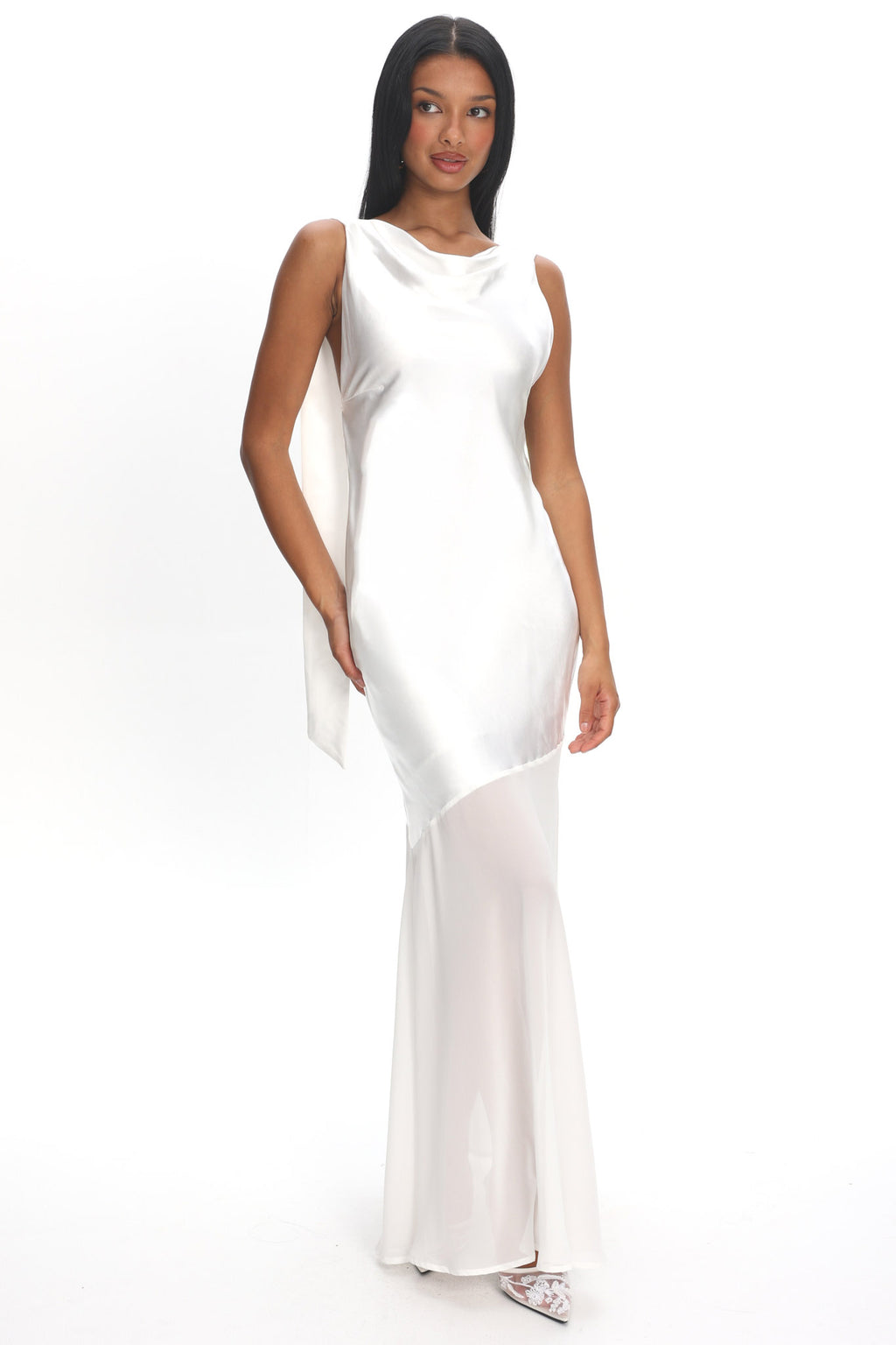Second Glances Cowl Neck Backless Maxi Dress Oyster by Selfie Leslie Australia