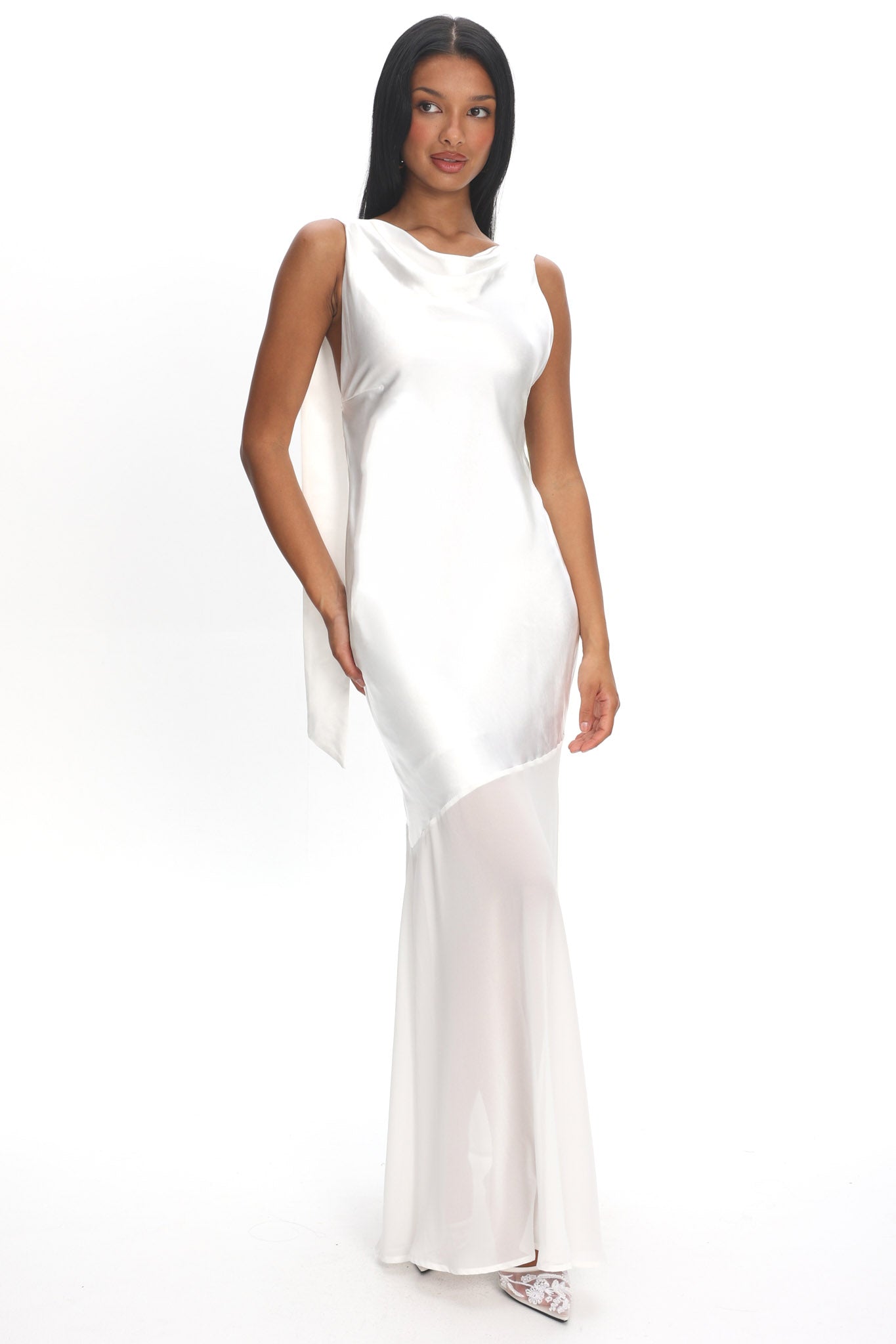 Second Glances Cowl Neck Backless Maxi Dress Oyster by Selfie Leslie Australia