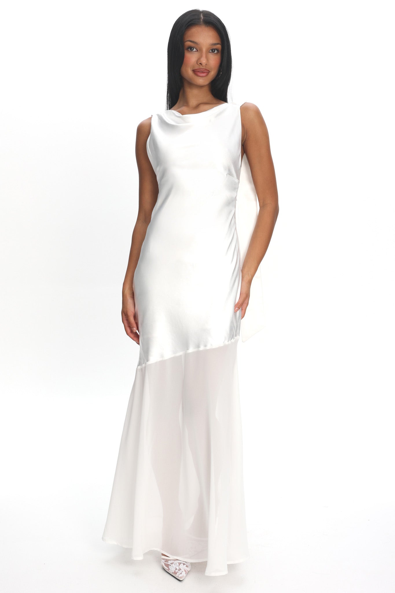 Second Glances Cowl Neck Backless Maxi Dress Oyster by Selfie Leslie Australia