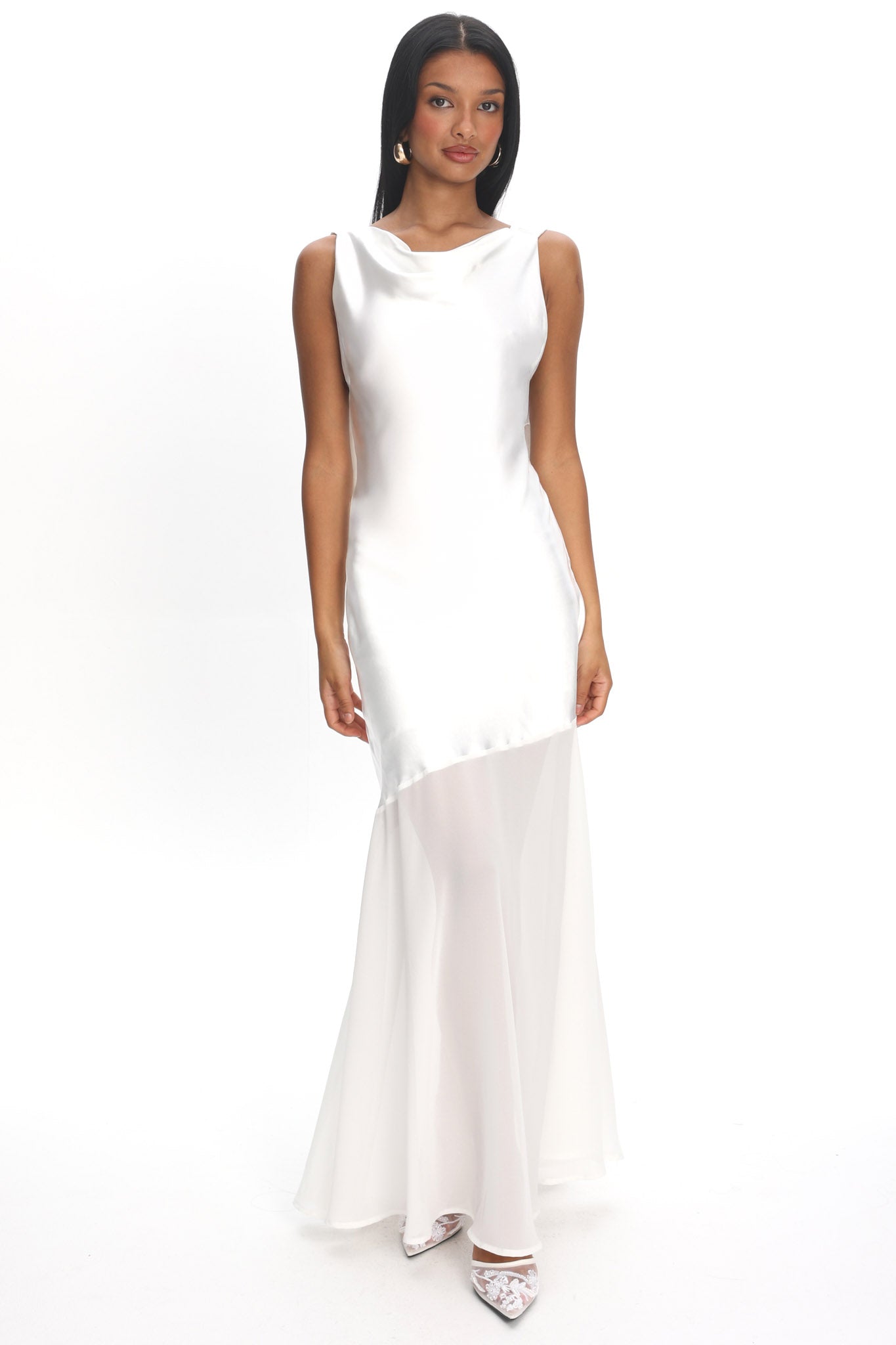 Second Glances Cowl Neck Backless Maxi Dress Oyster by Selfie Leslie Australia