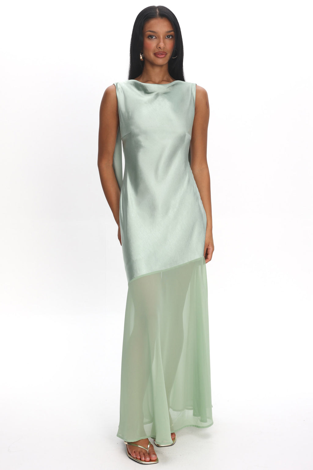 Second Glances Cowl Neck Backless Maxi Dress Sage by Selfie Leslie Australia